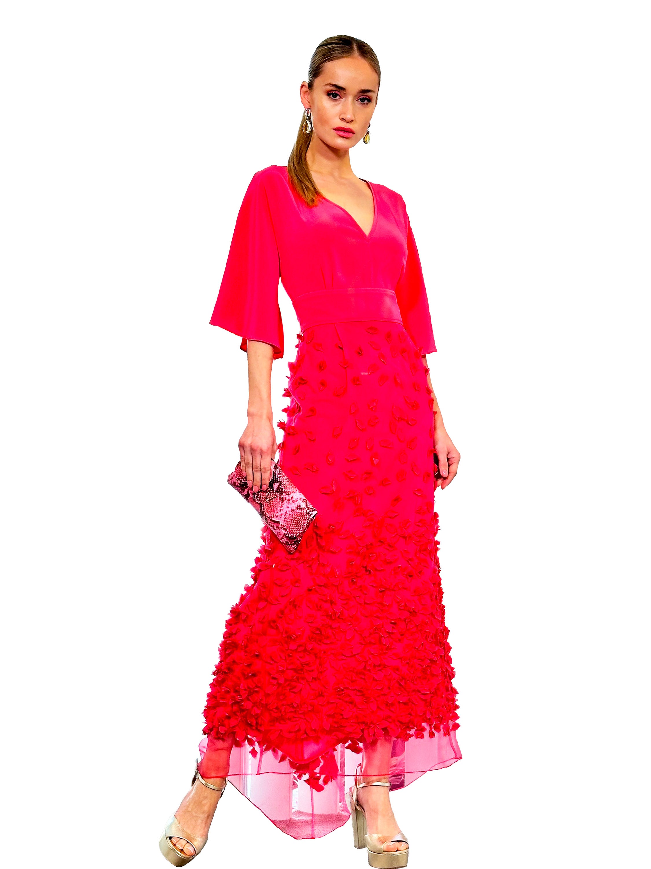 VESTIDO MIDI MARIPOSA PETALOS