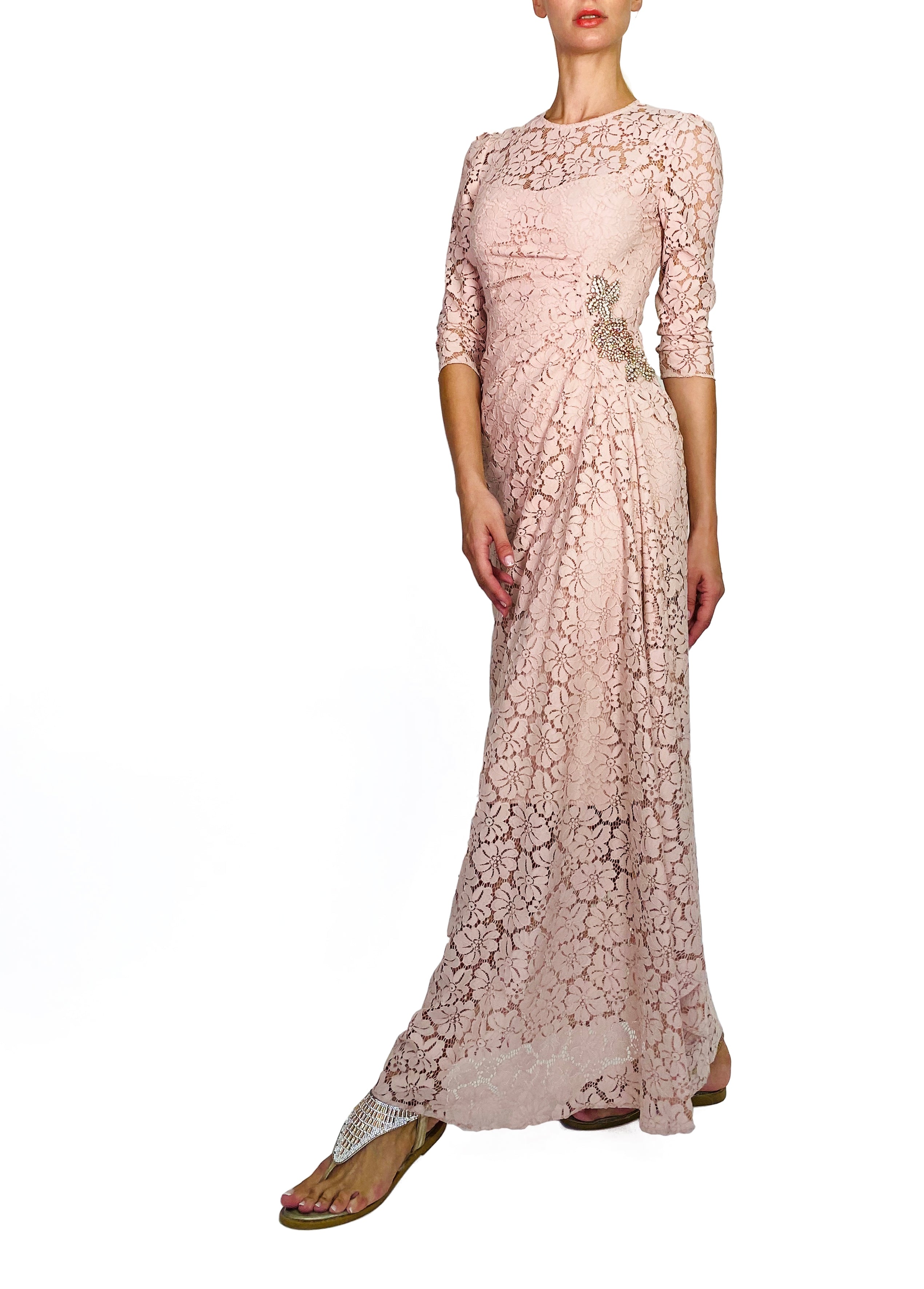VESTIDO JORDANIA MIDI ENCAJE FLOR