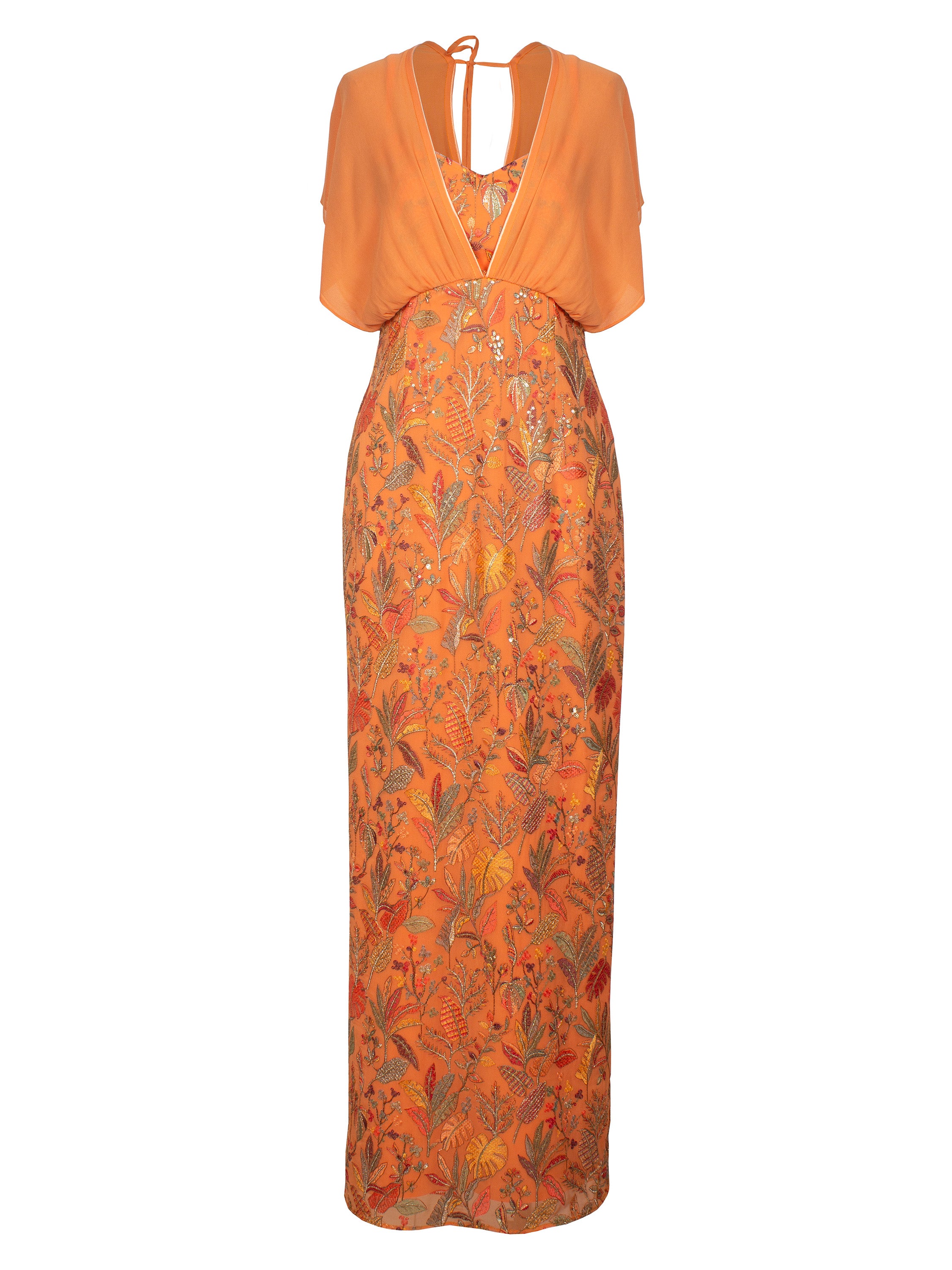 VESTIDO LARGO KELSY GASA BORDADA