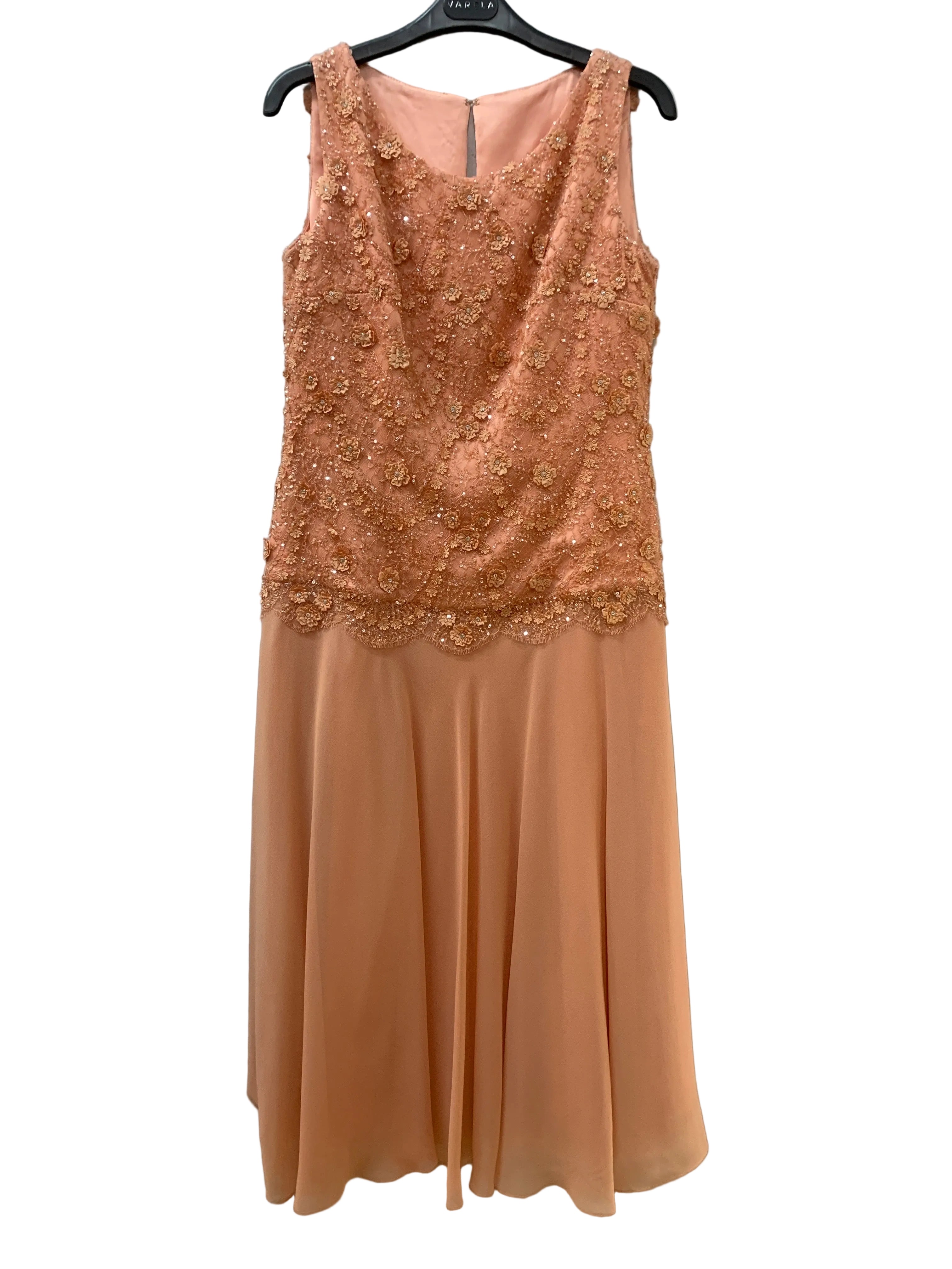 CRYSTAL AND GEORGETTE EMBROIDERED MIDI DRESS