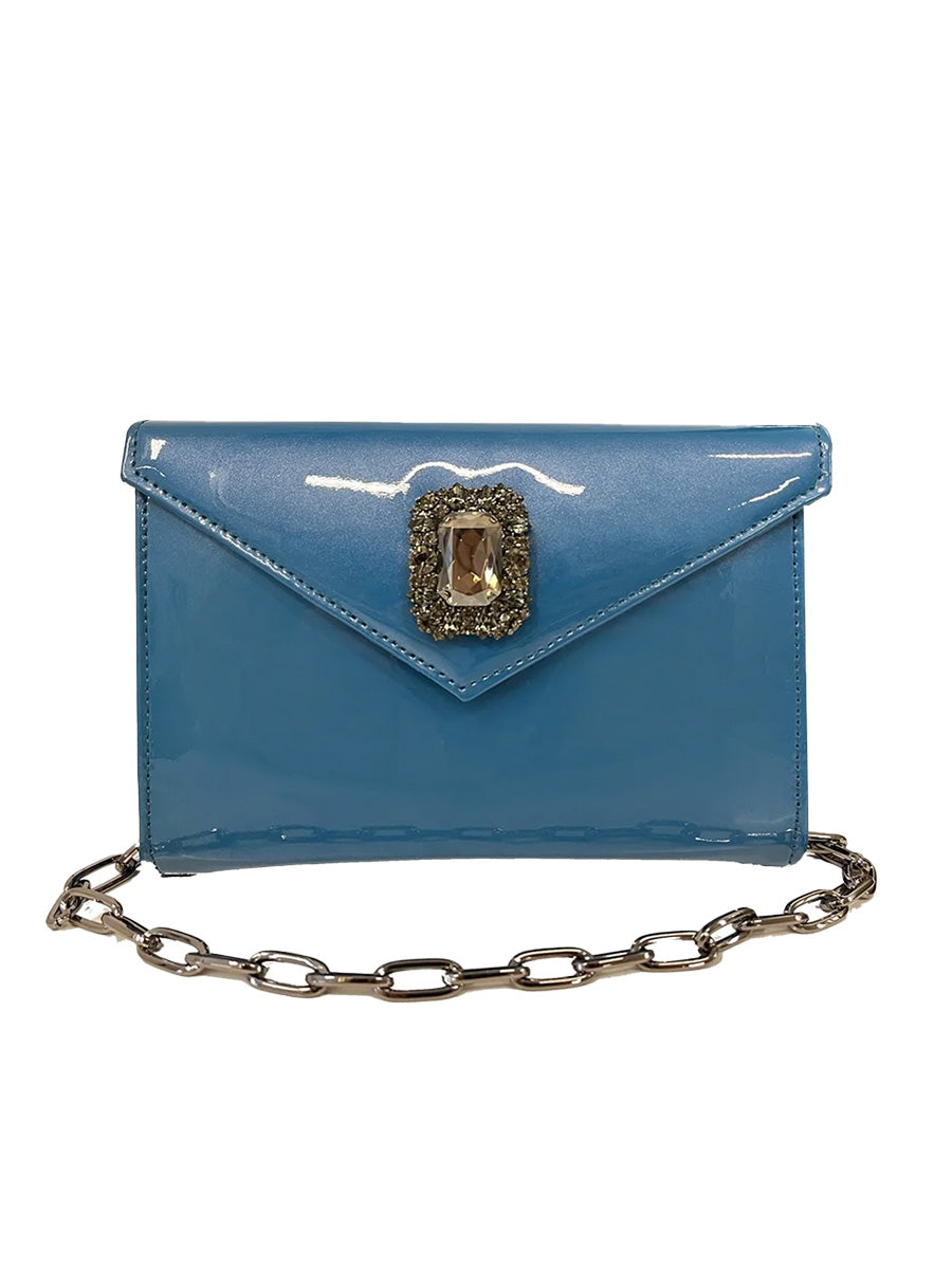 PATENT LEATHER CRYSTAL BROOCH