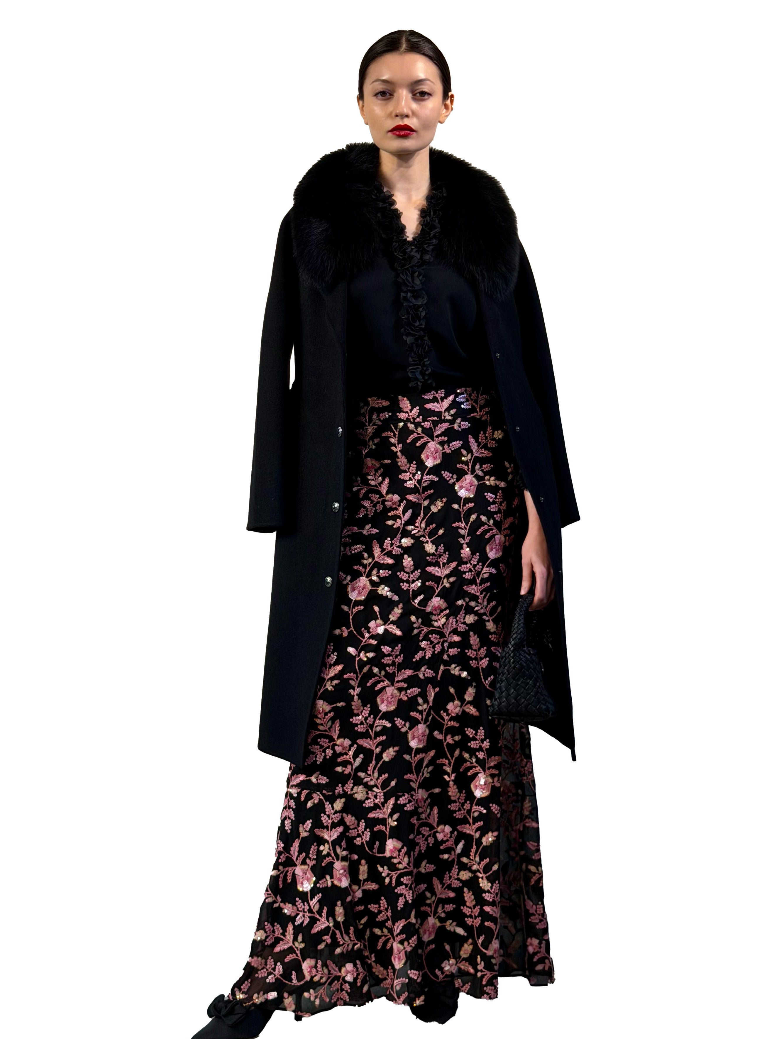 ARIA LONG SKIRT EMBROIDERED GAUZE