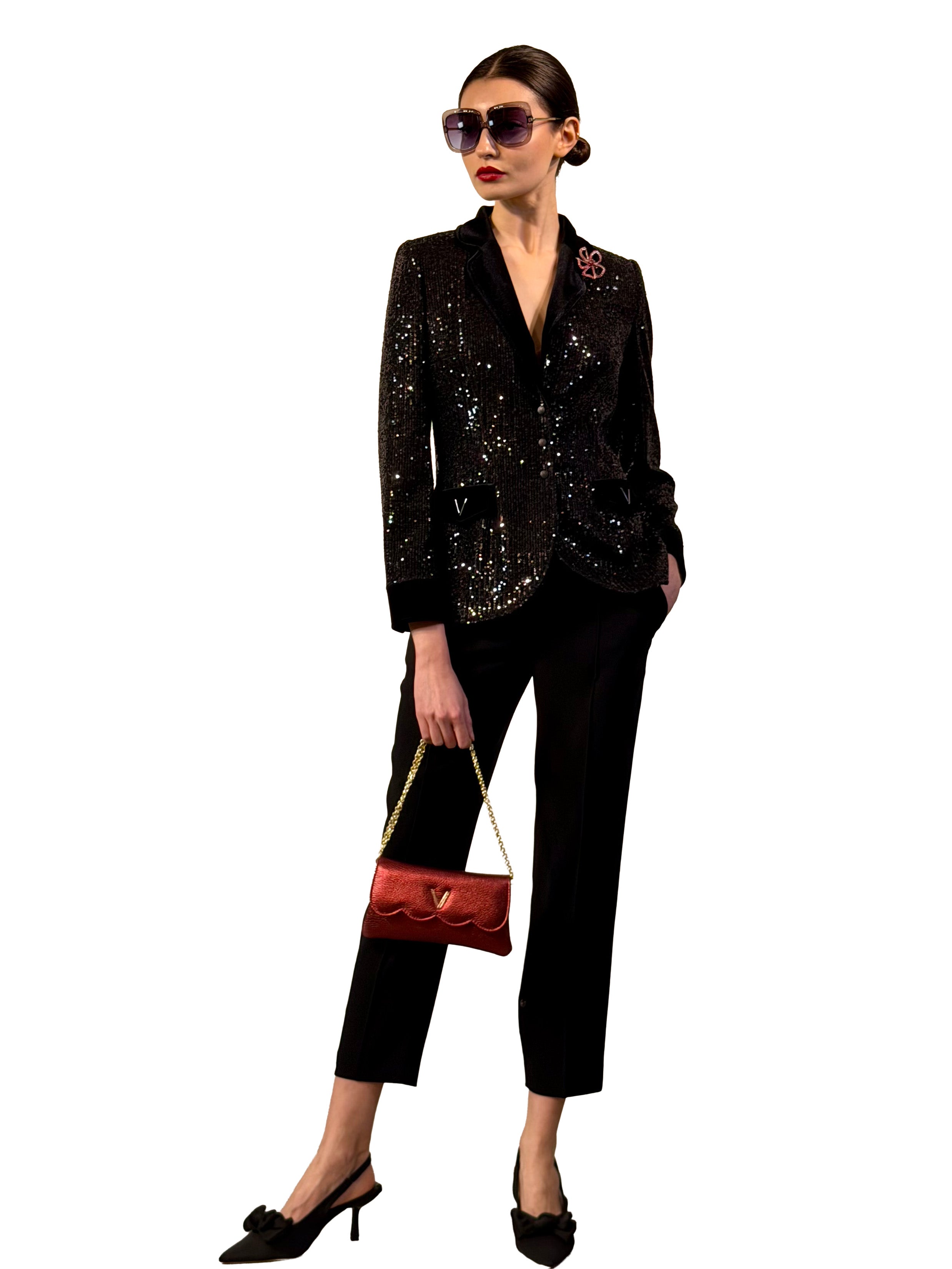 SMOKING JACKET WITH SEQUINS AND VELVET