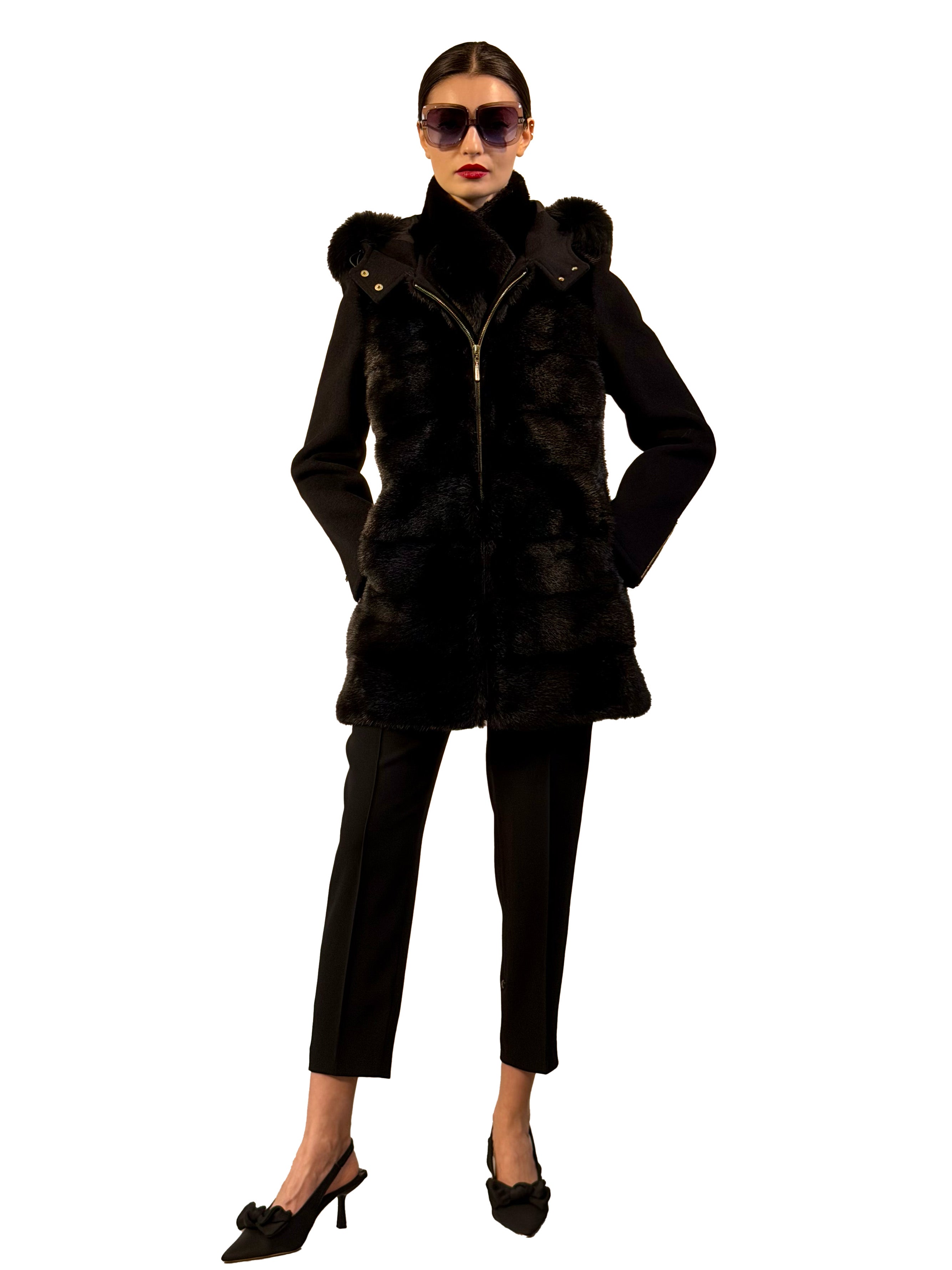 WOOL COAT MINK FOX
