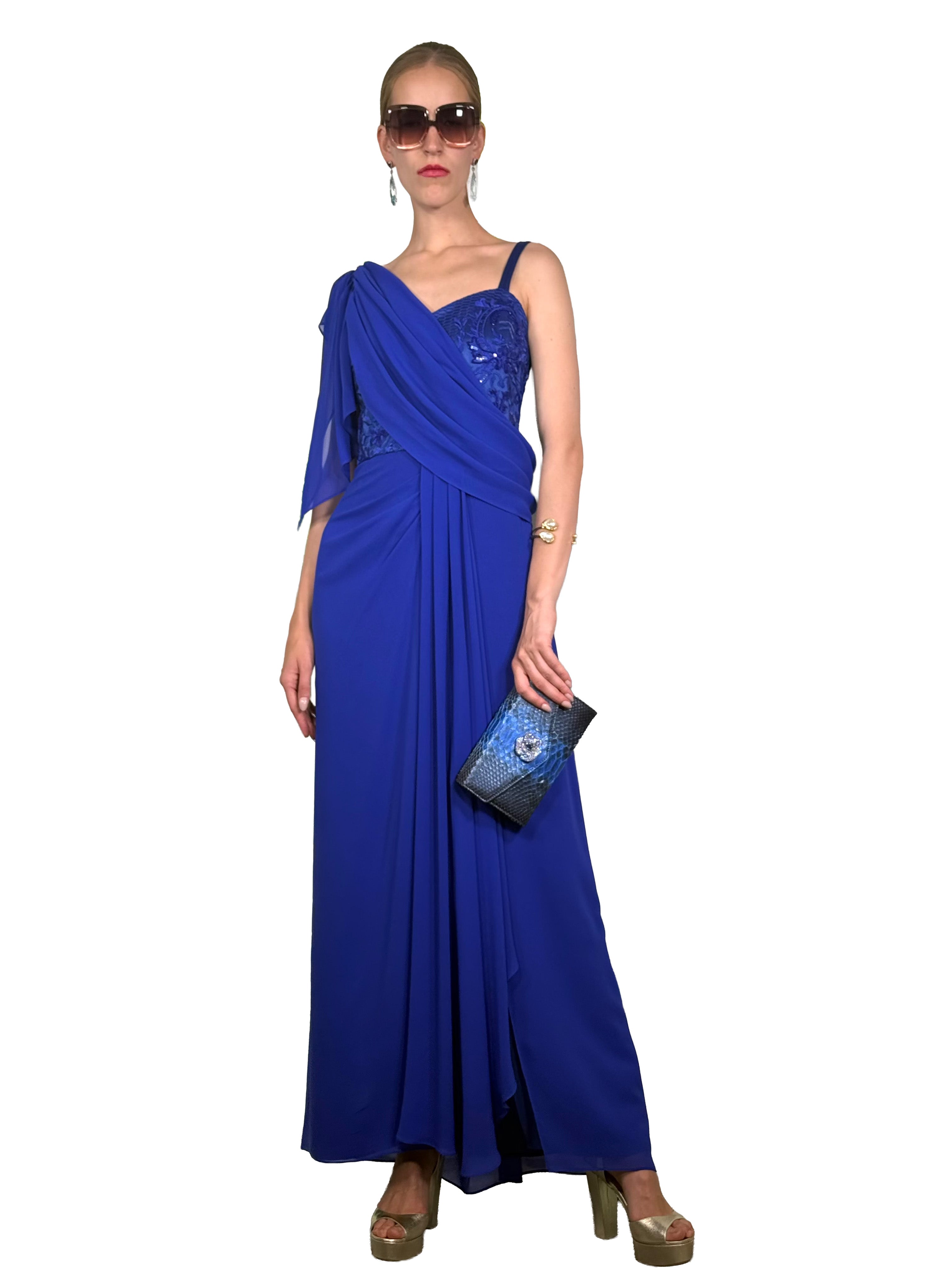 AZALEA EMBROIDERED DRESS WITH RUFFLES AND SCARF