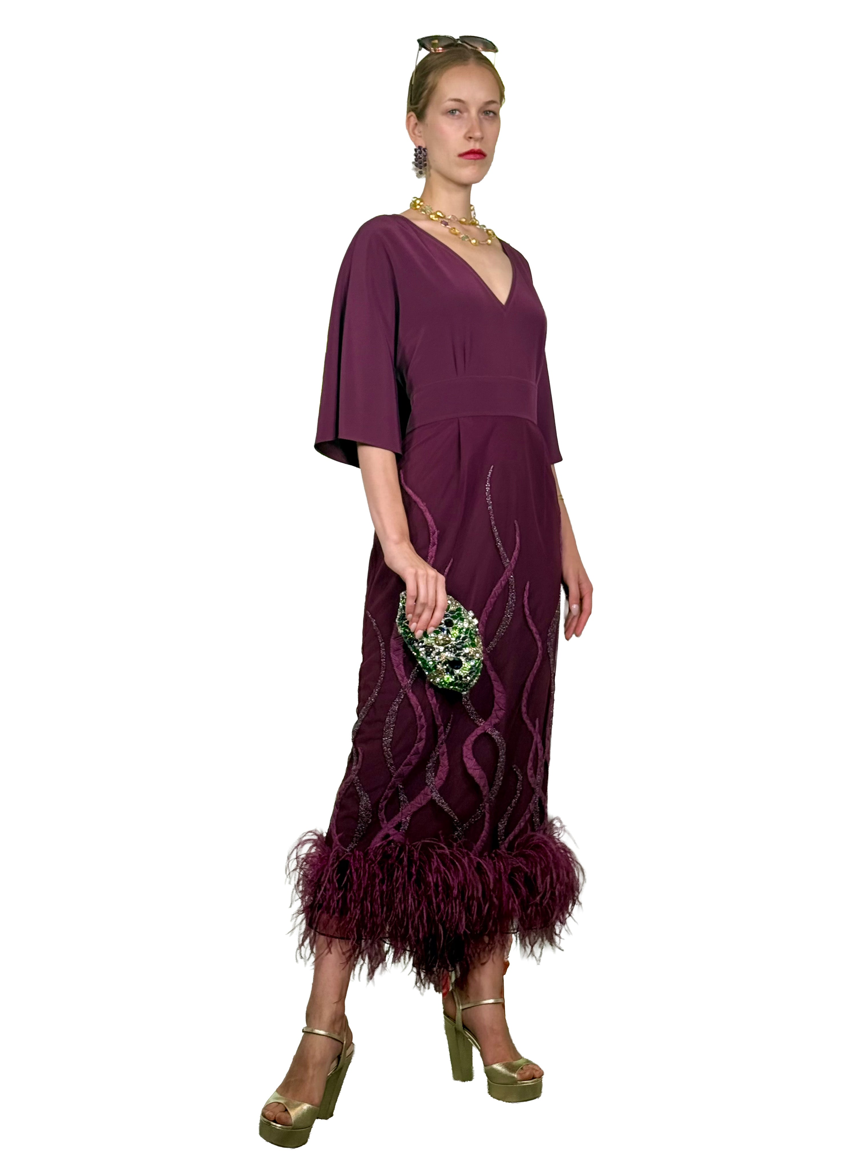 BUTTERFLY FEATHERS MIDI DRESS