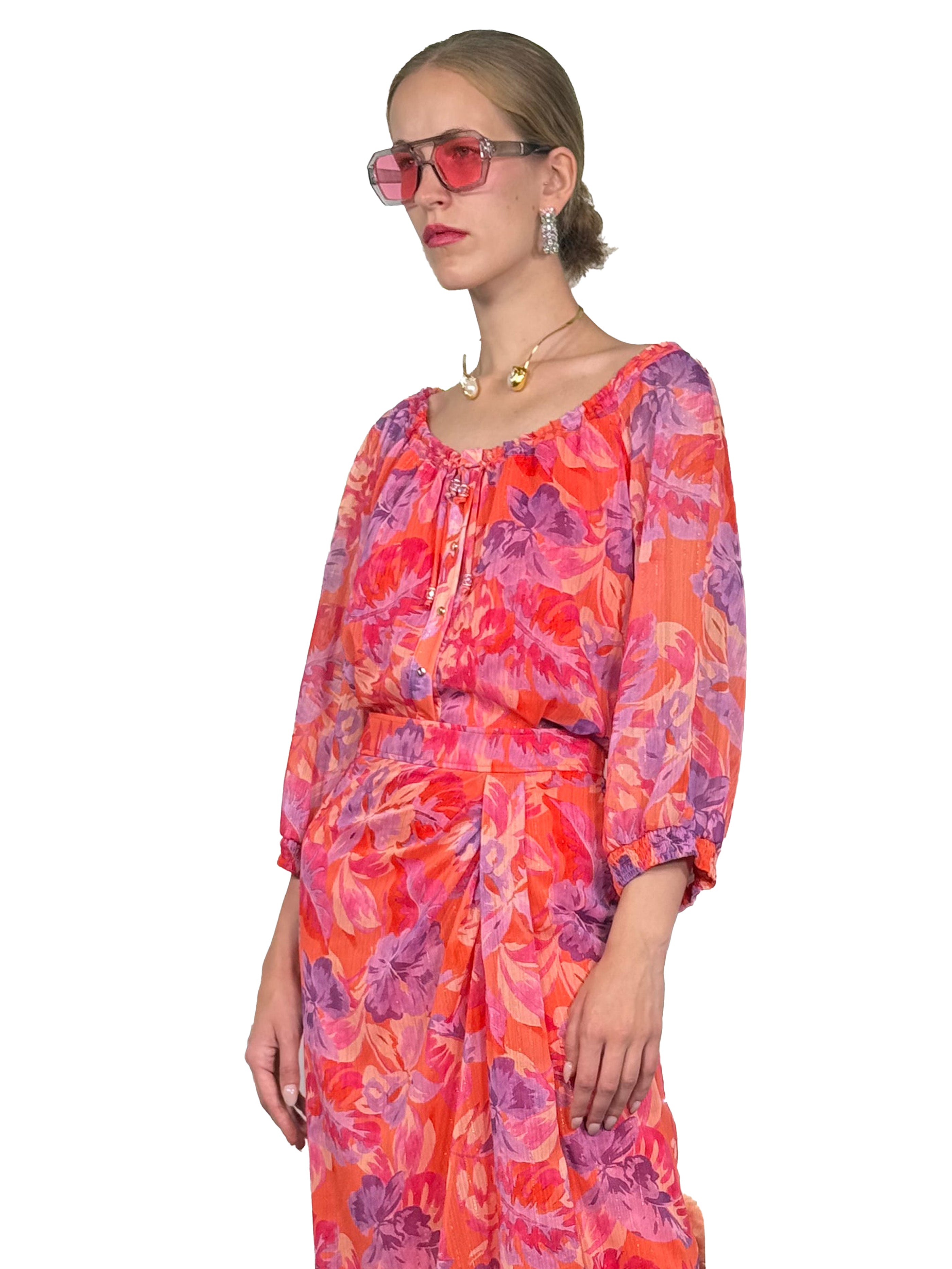 TUNICA VOLANTES FRUNCES ESTAMPADA