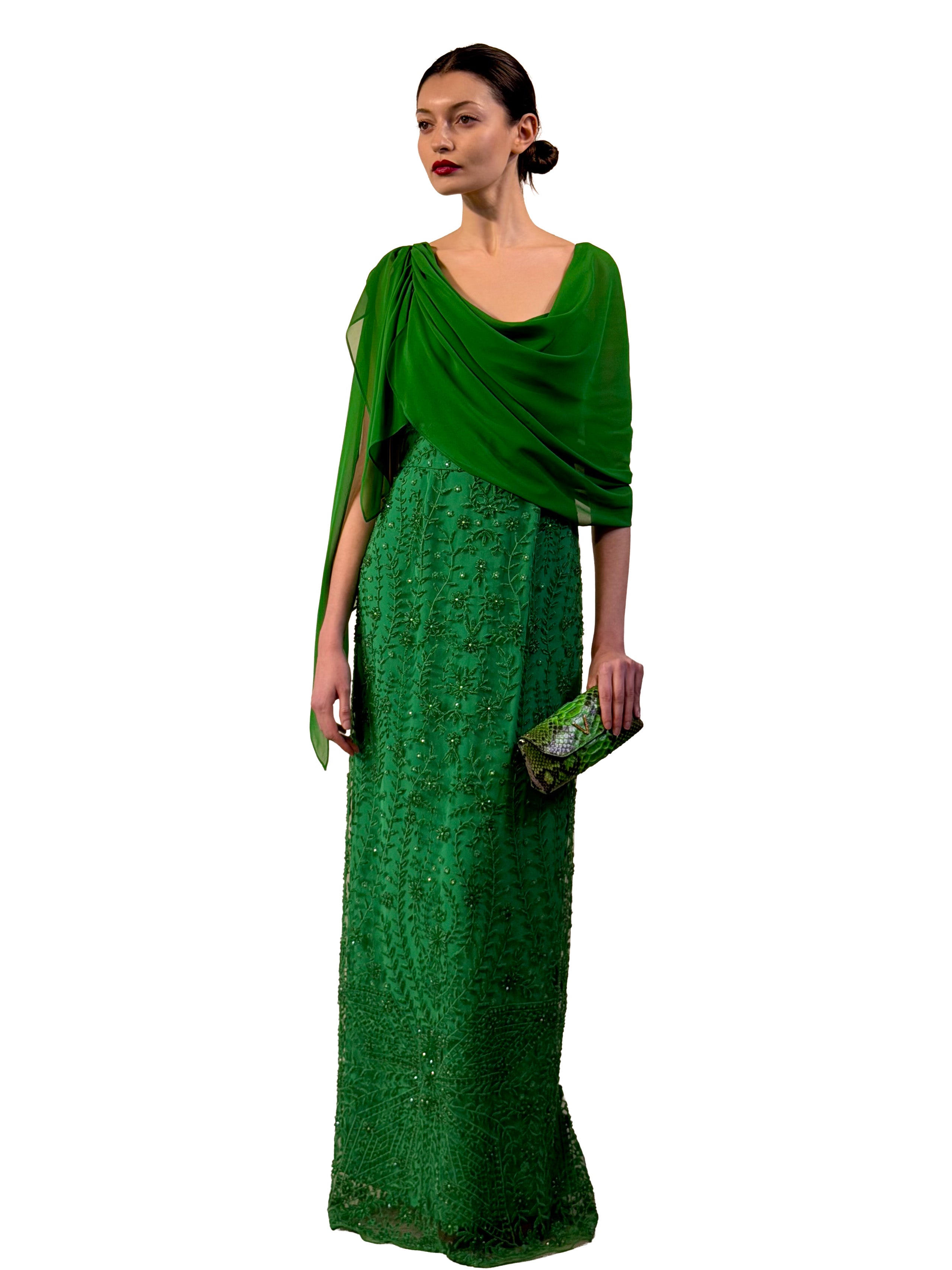 AZALEA EMBROIDERED MIDI LONG DRESS