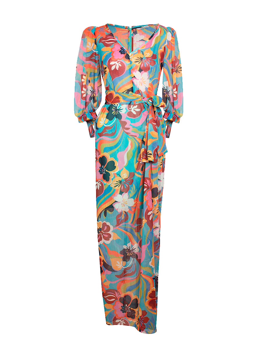 LONG V-NECK DRESS PAREO