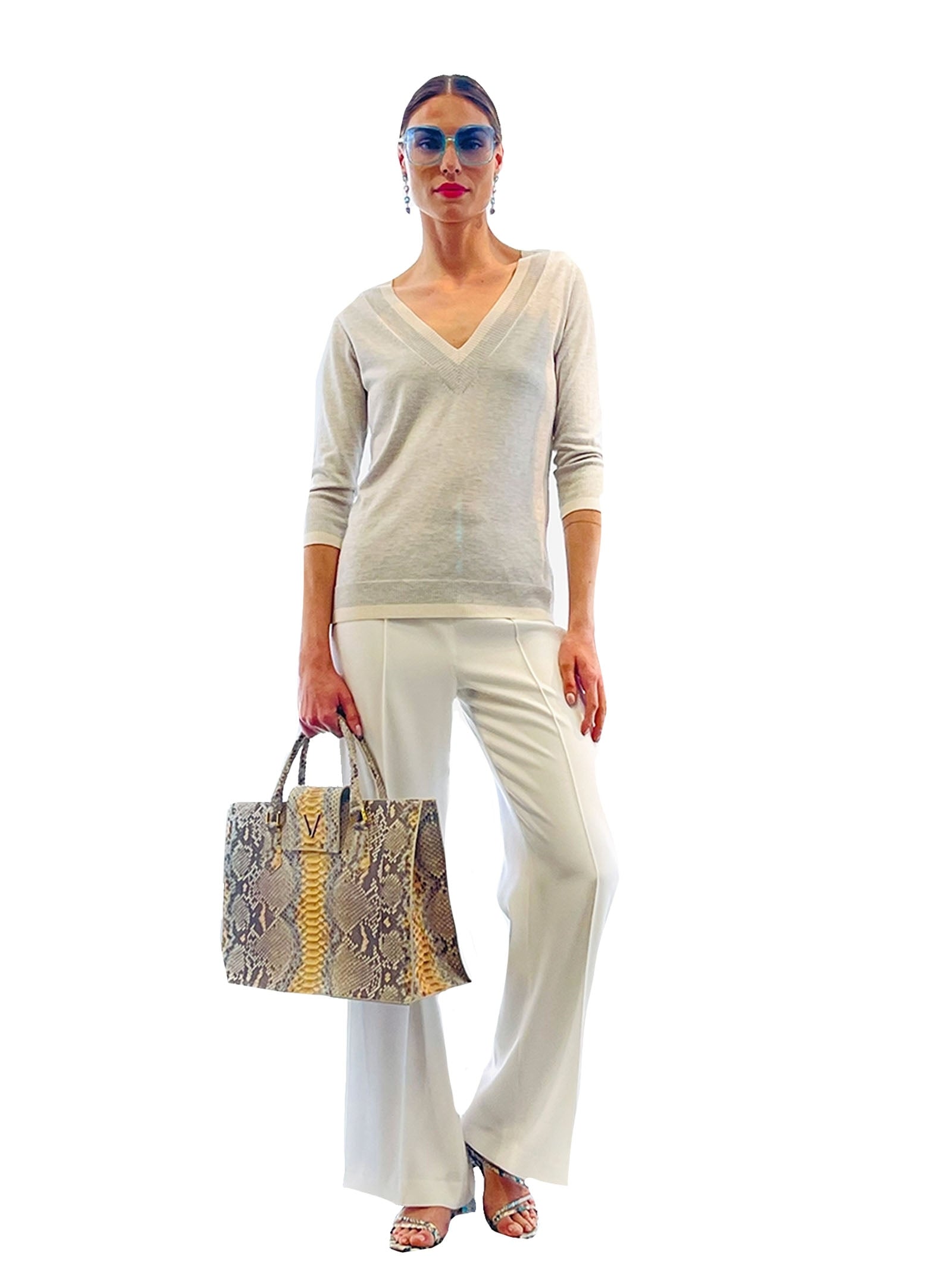 SWEATER V SILK AND CHASMERE