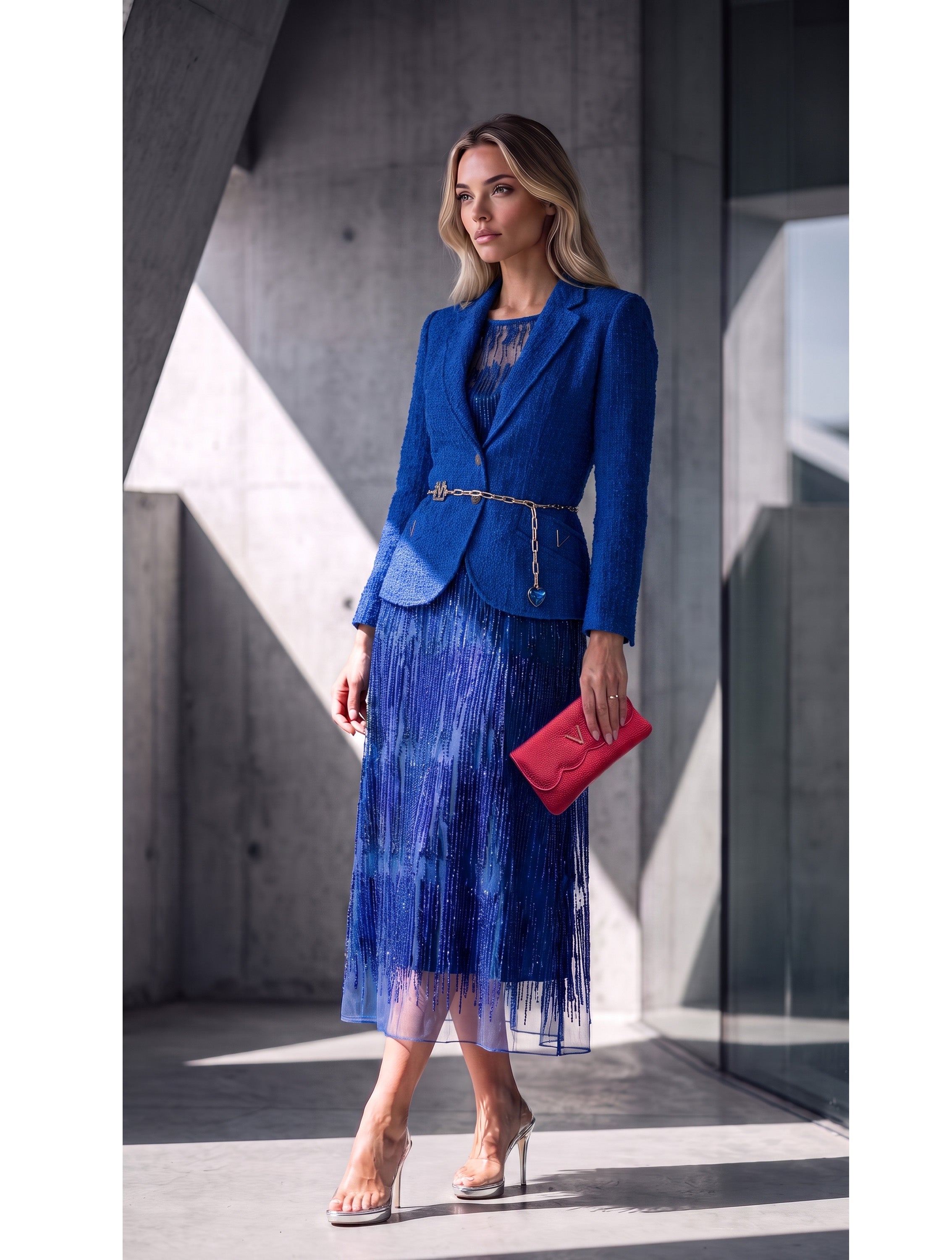 VESTIDO MIDI EVASE TUL BORDADO