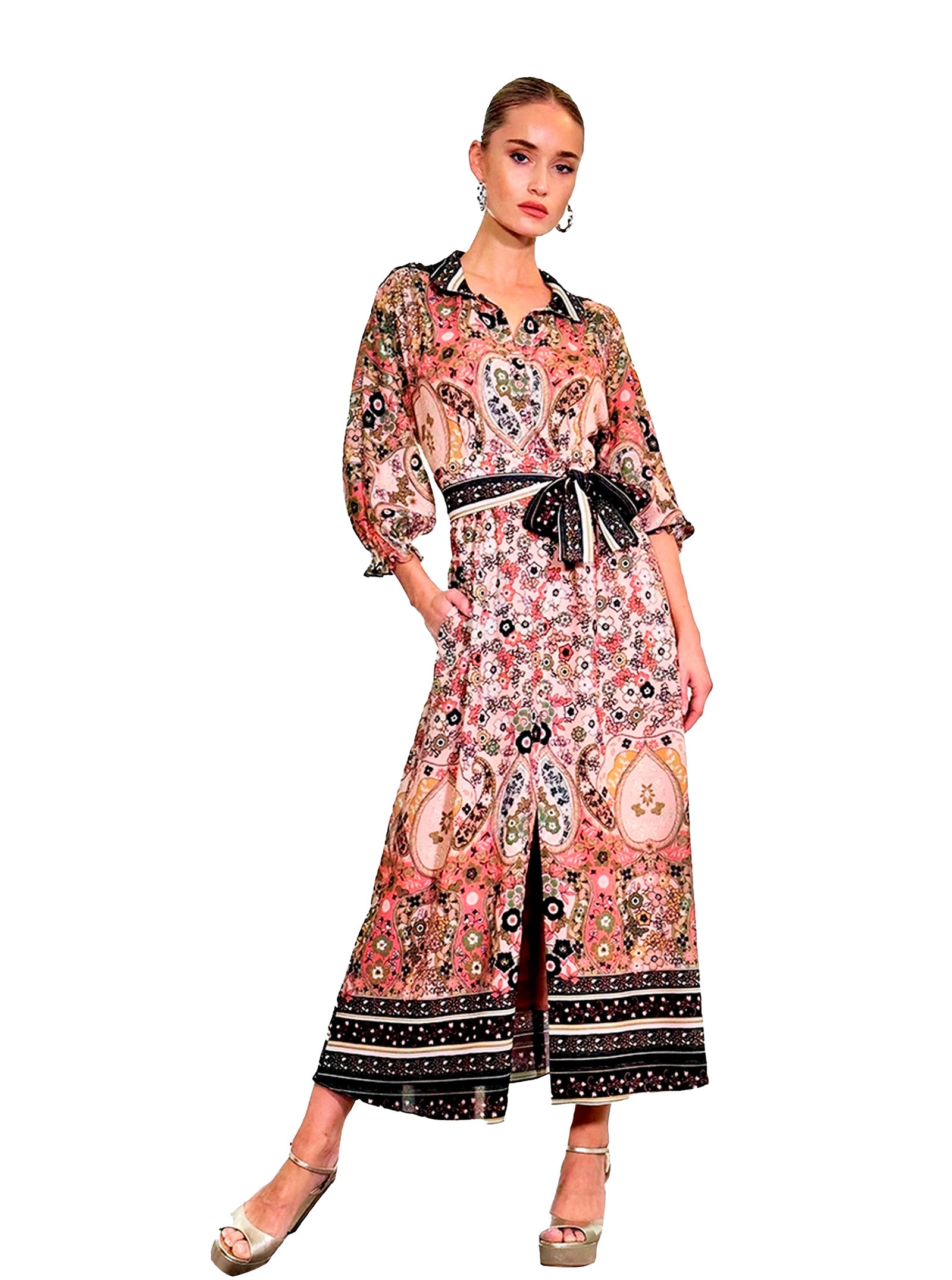 PAISLEY SHIRT MIDI DRESS