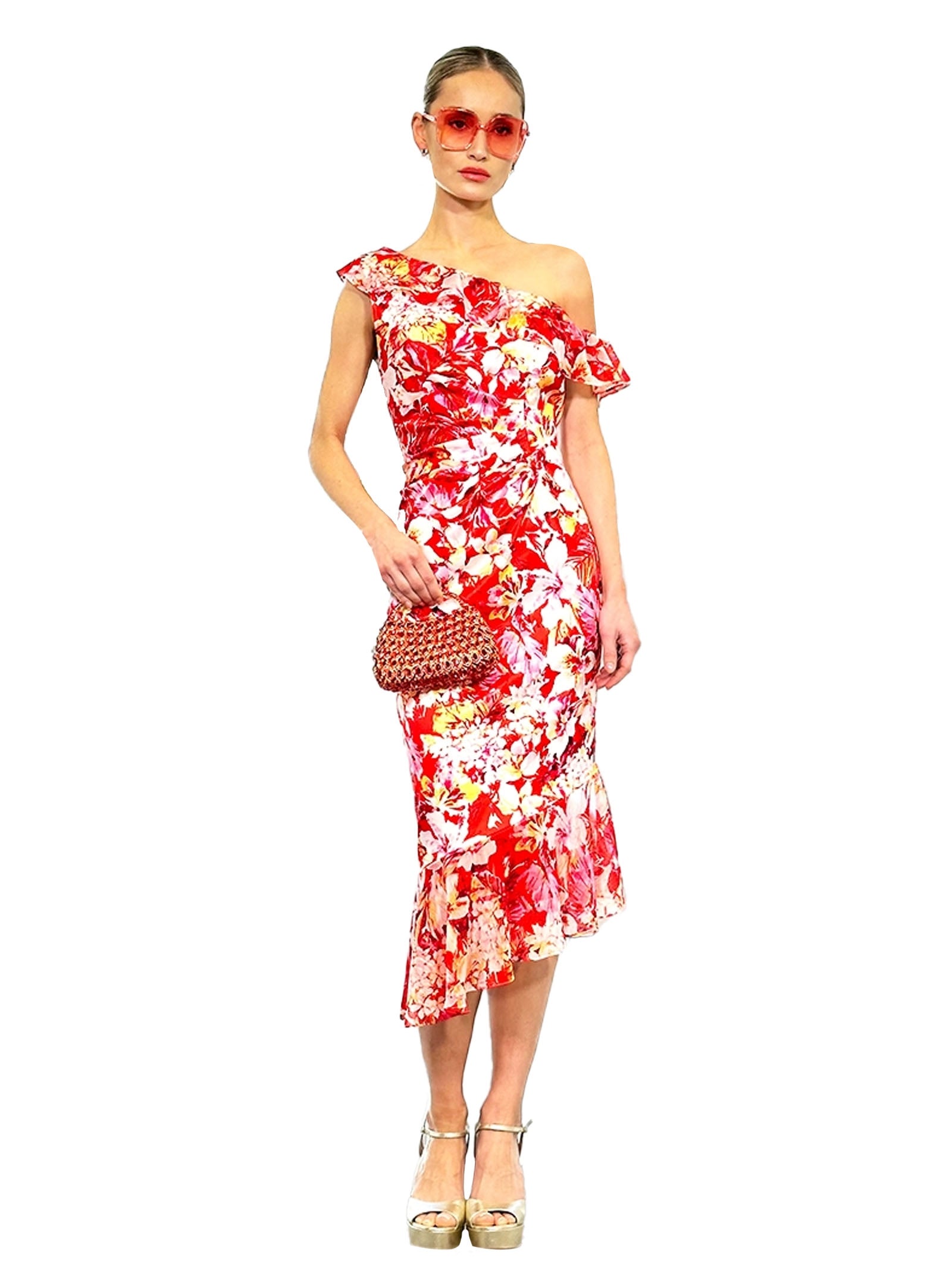 Asymmetrical Jordan Mix Midi Dress