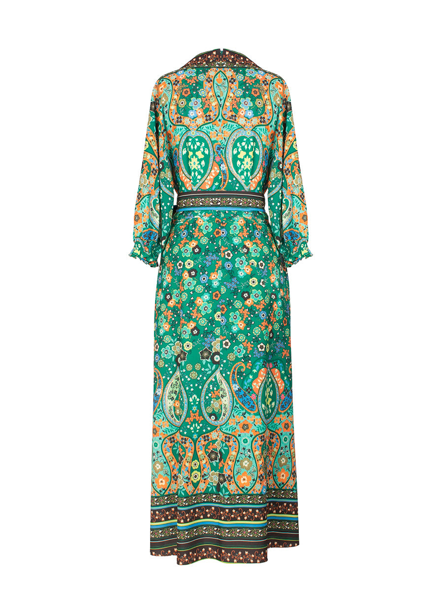 PAISLEY SHIRT MIDI DRESS