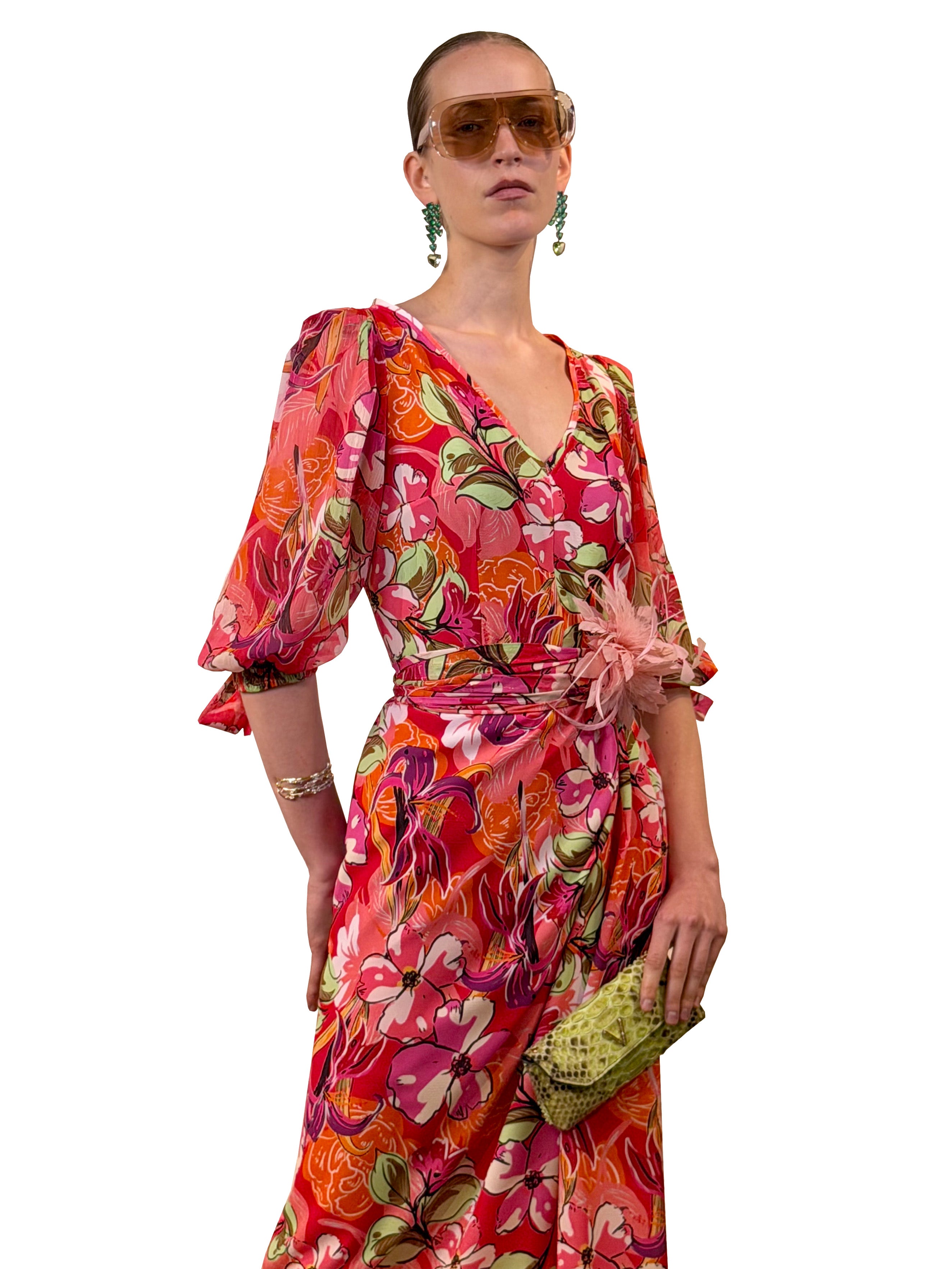 MIDI V-NECK DRESS PAREO