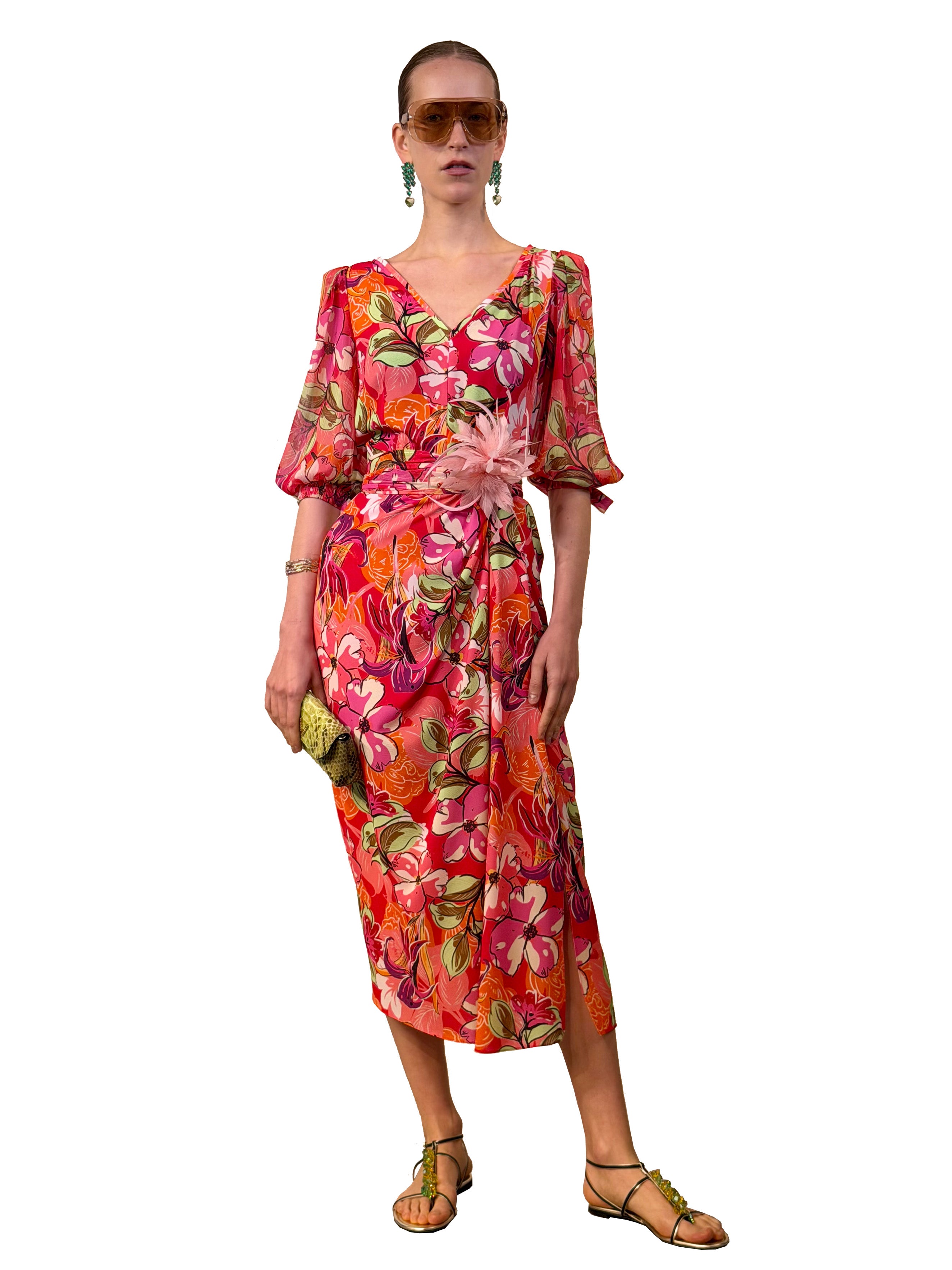 MIDI V-NECK DRESS PAREO