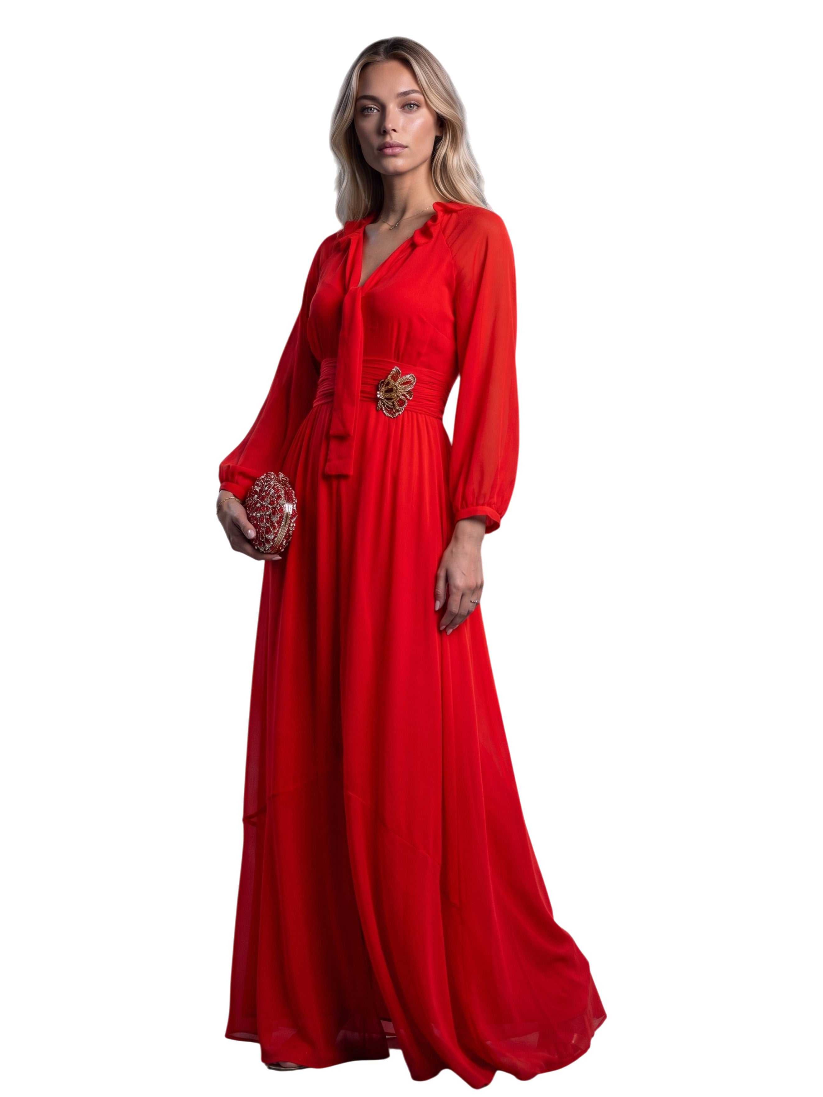 GEORGETTE AMAZON PIRATE LONG DRESS