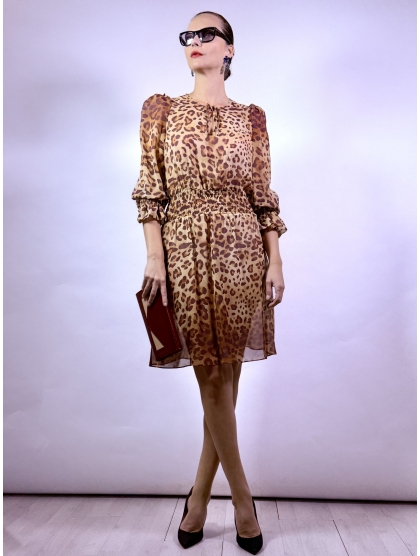 GEORGETTE LEOPARD T-SHIRT DRESS