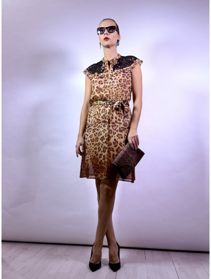 GEORGETTE LEOPARD DRESS AND LACE