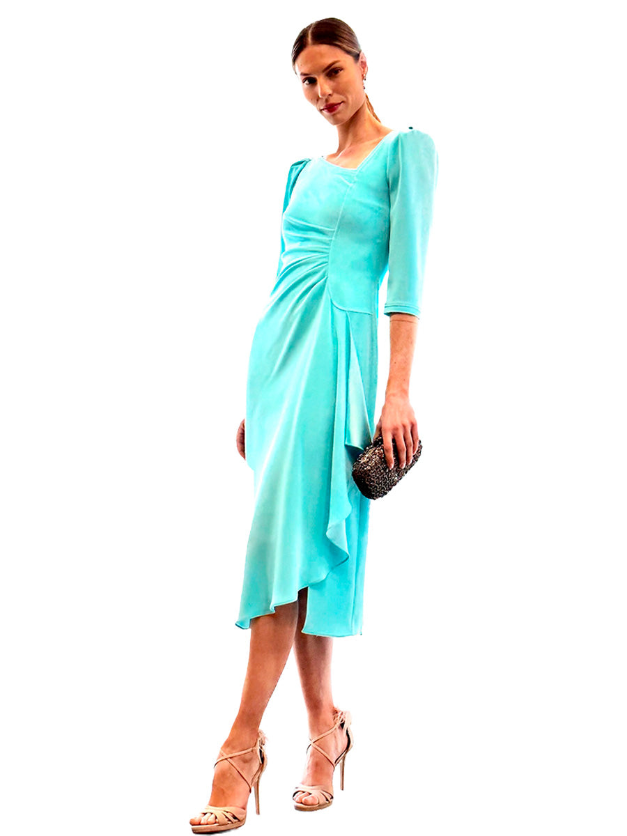 Asymmetrical Jordan midi dress with scarf