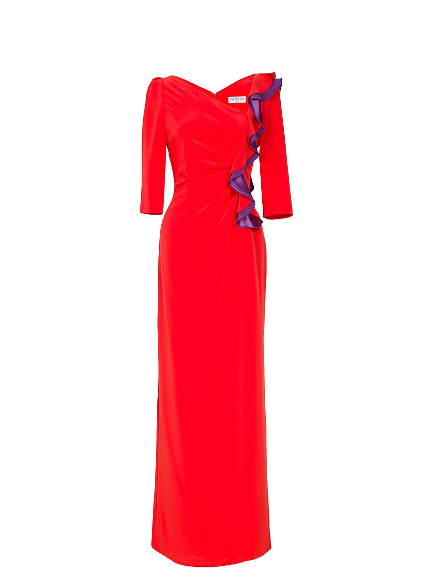 NEW LONG JORDAN ASYMMETRICAL BI-TONE DRESS