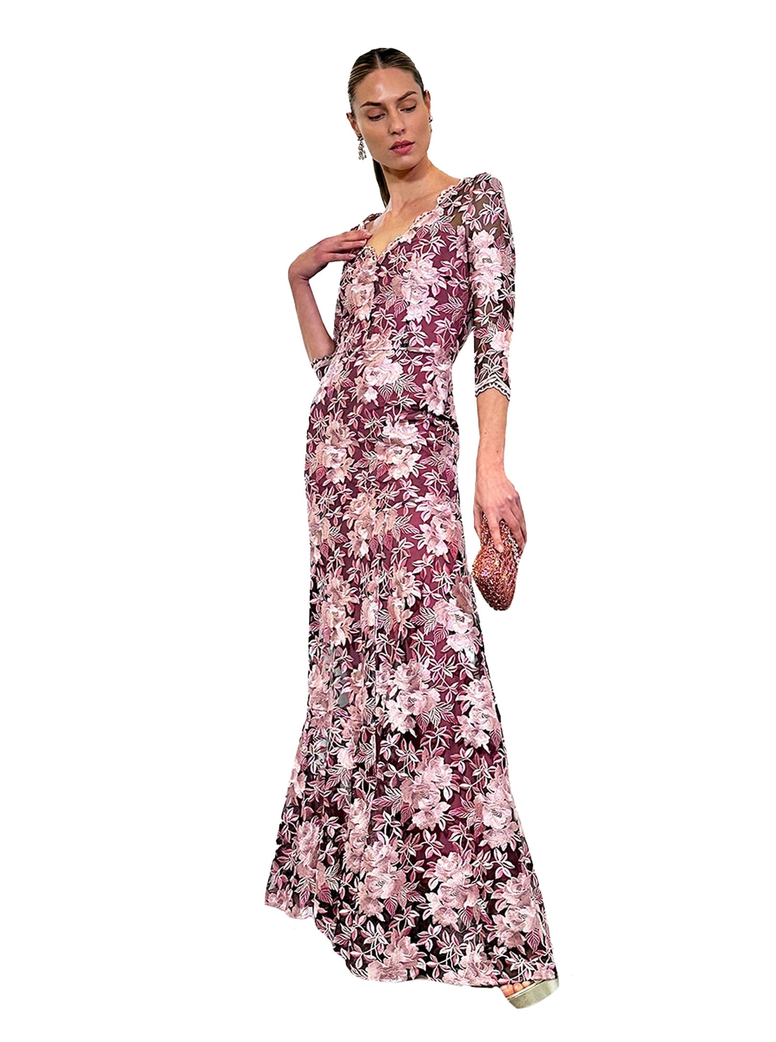 LONG EMBROIDERED TULLE DRESS V