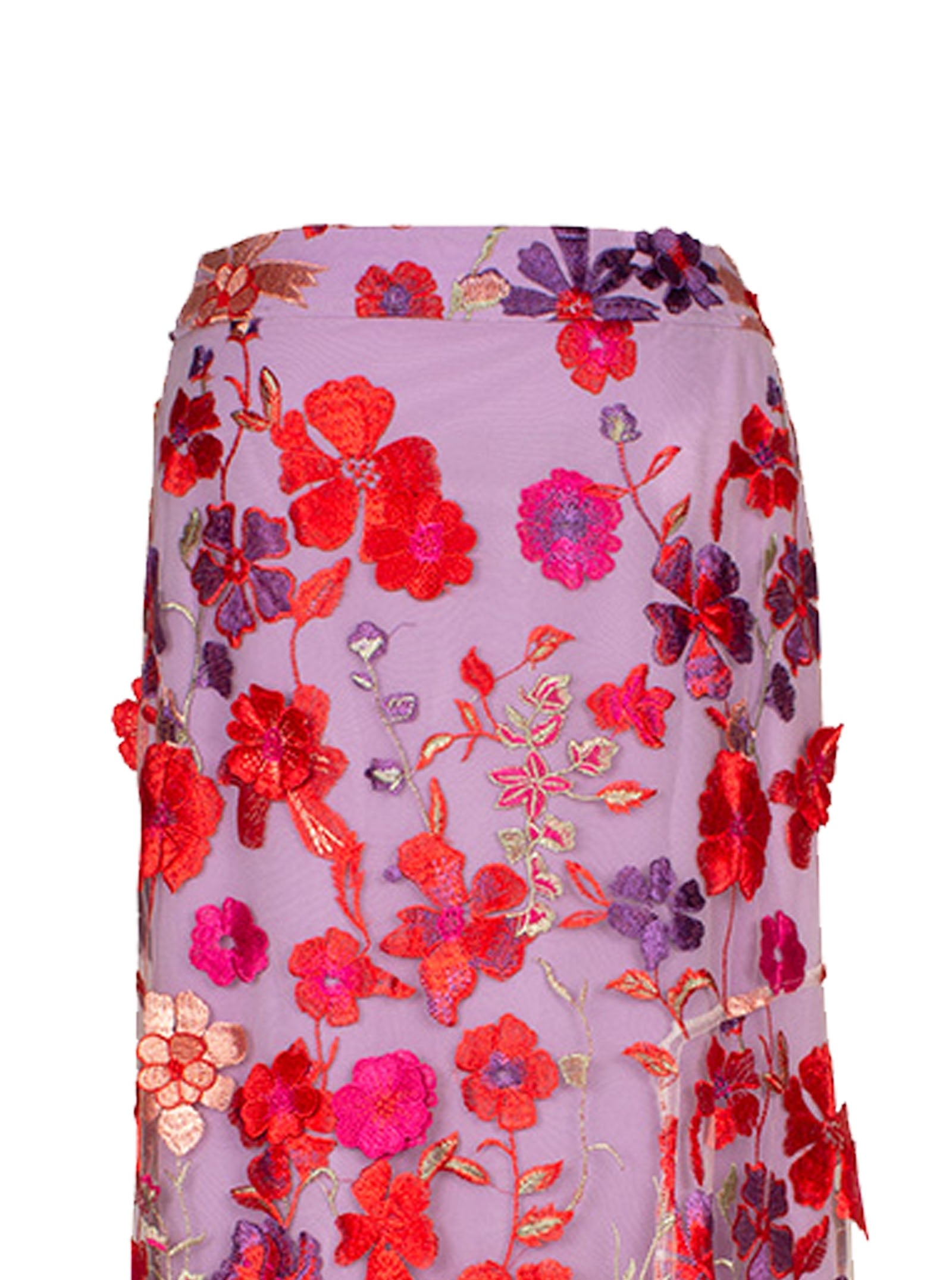 LONG SKIRT WITH MAXI RUFFLES AND EMBROIDERED TULLE