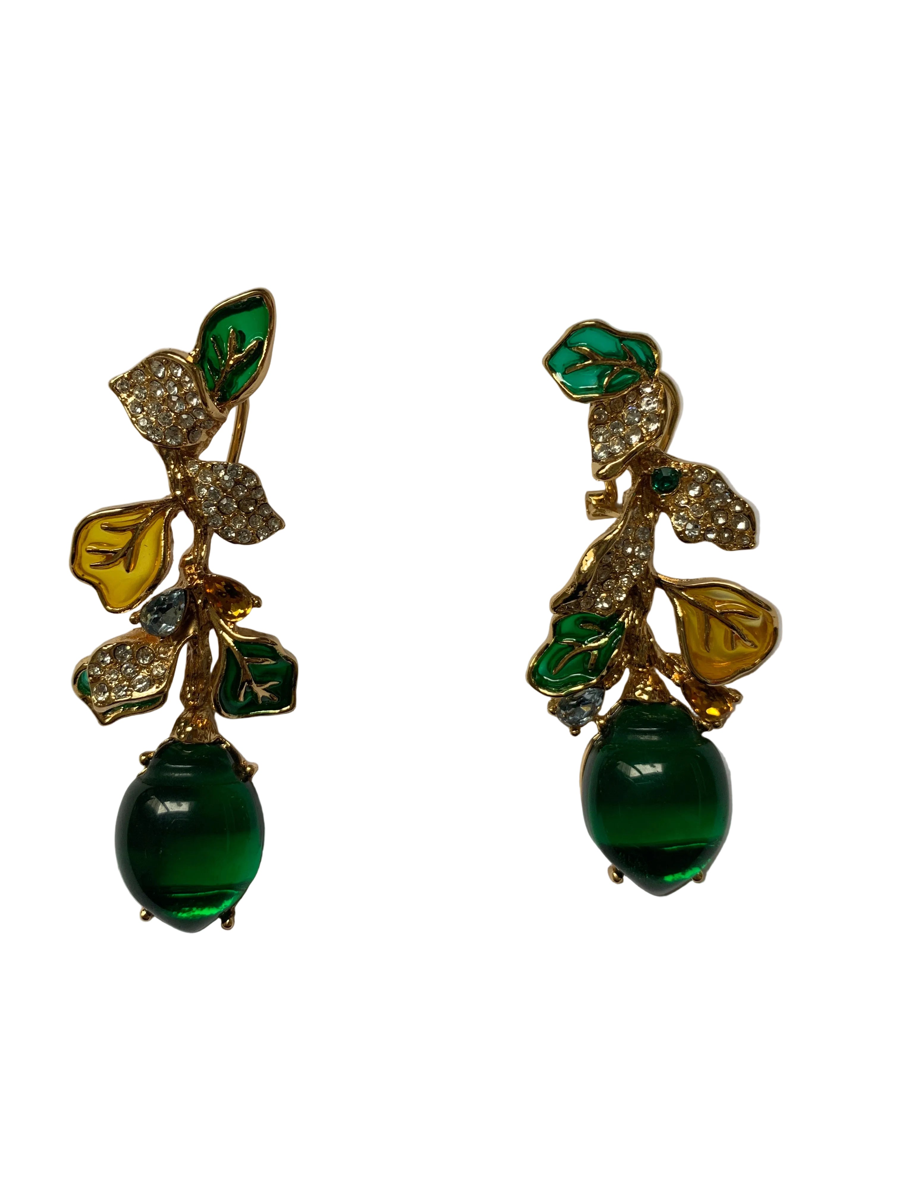 Pendientas Hojas Gota Cristal