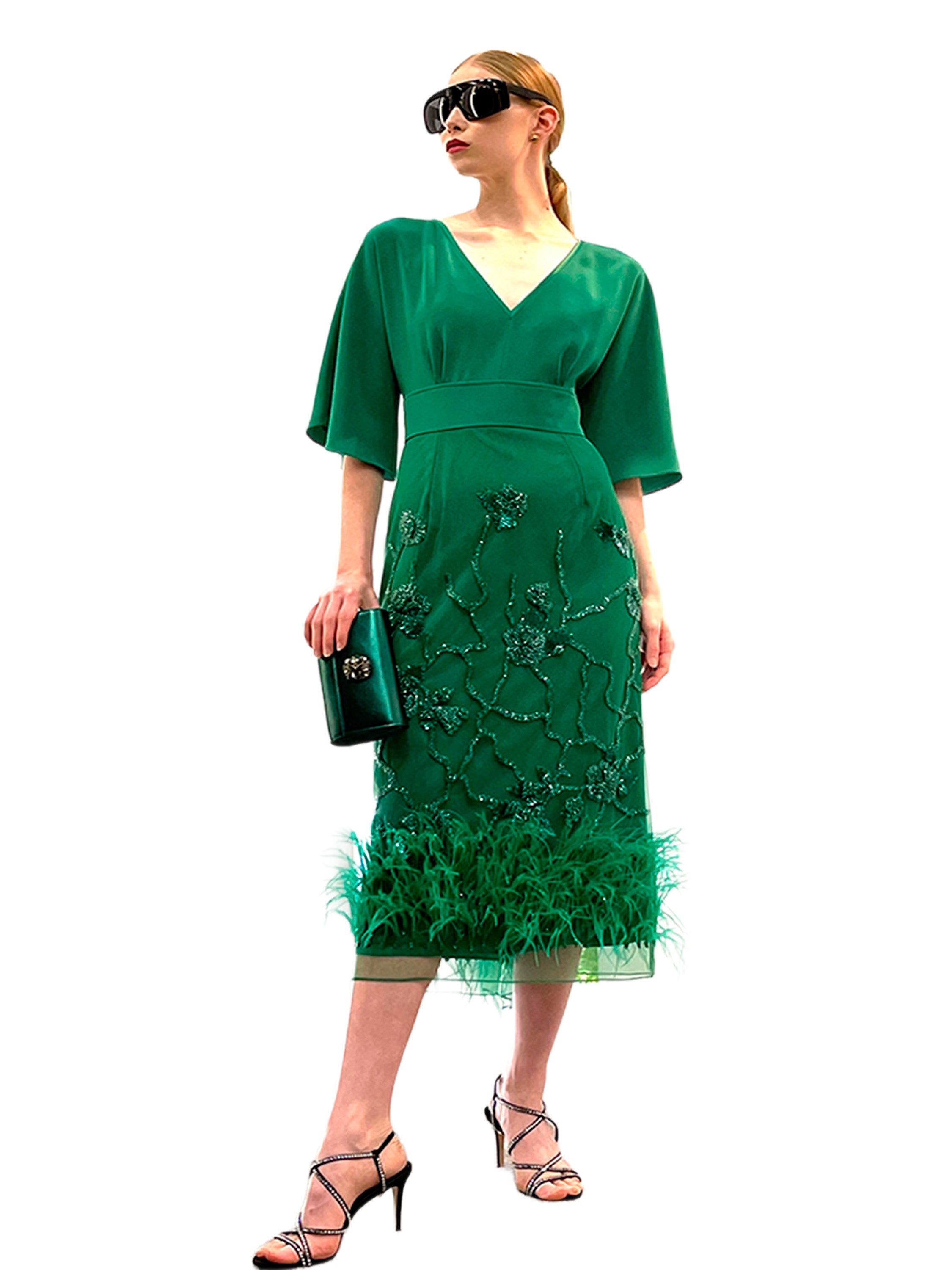 BUTTERFLY FEATHERS MIDI DRESS