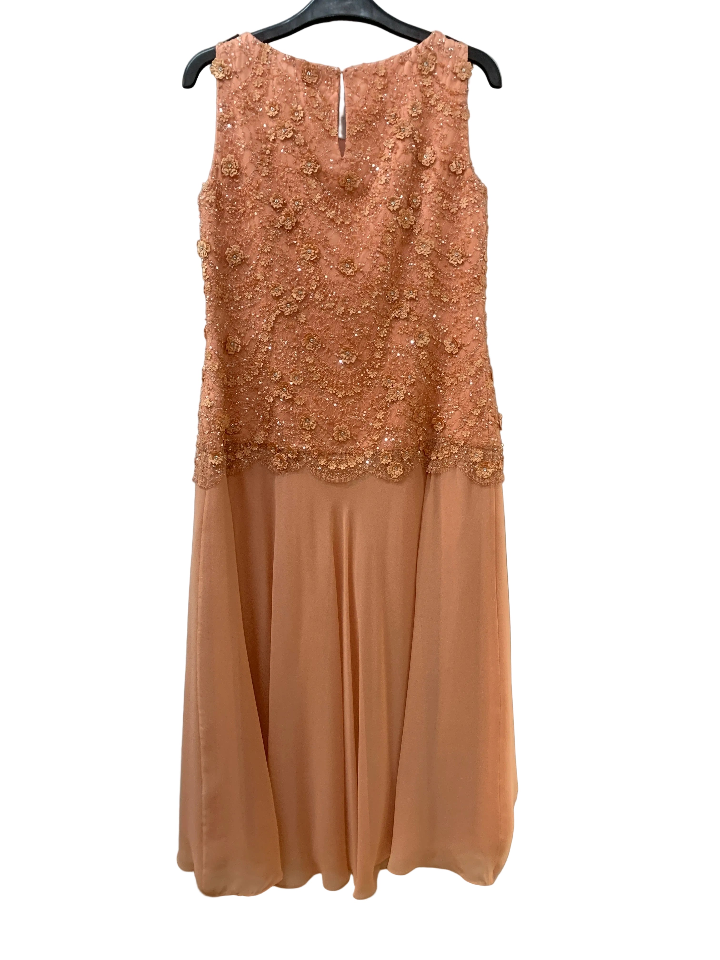 VESTIDO MIDI BORDADO CRISTAL Y GEORGETTE