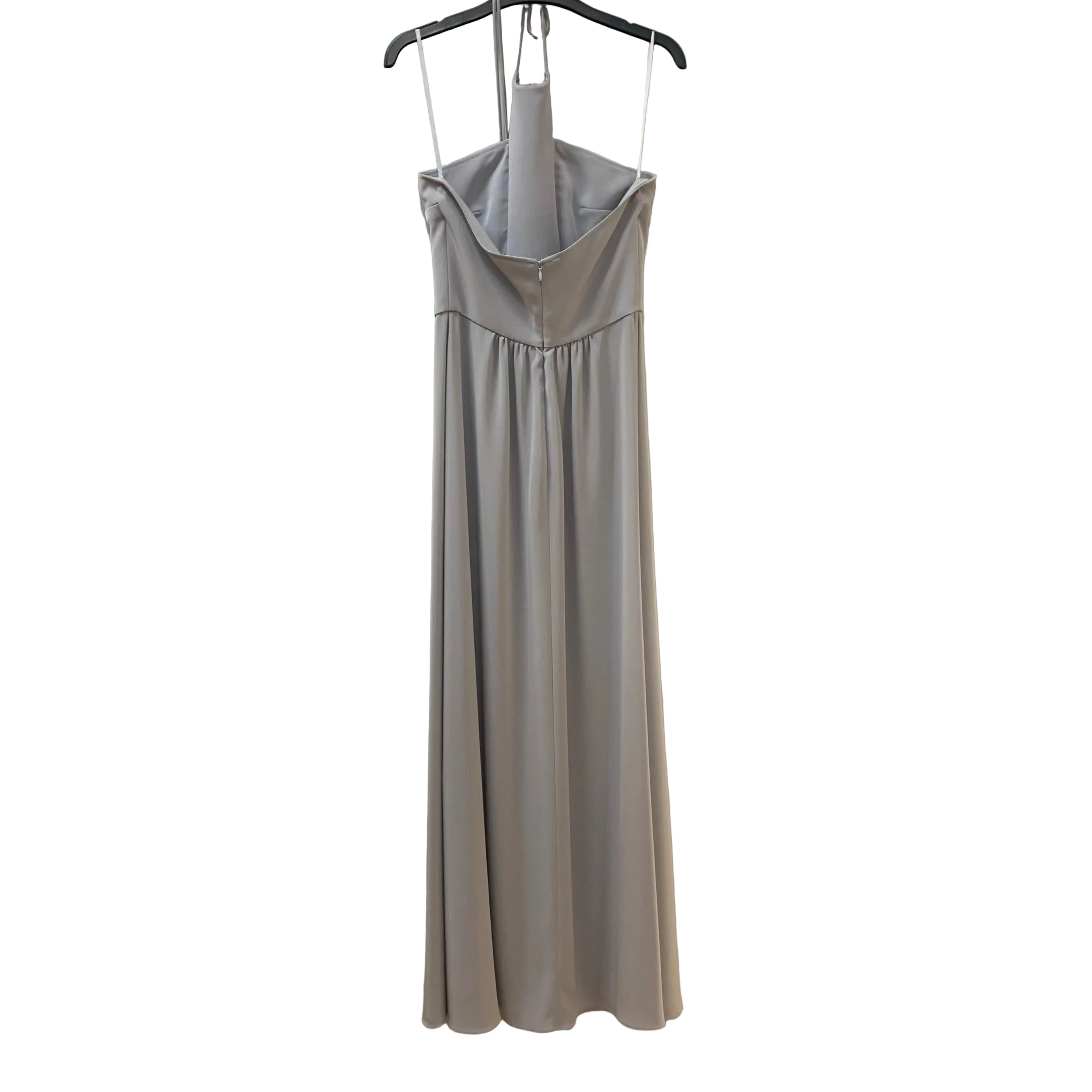 VESTIDO HALTER TUL BORDADO Y CREPE LIGERO