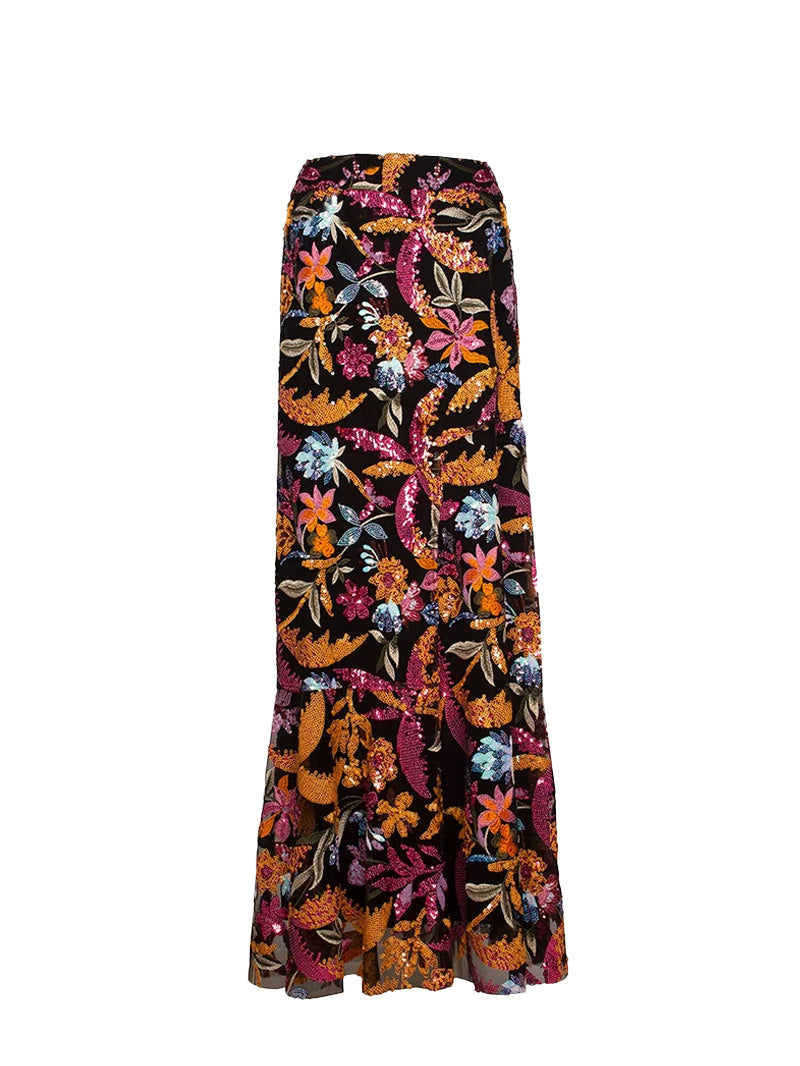 ARIA LONG SKIRT WITH EMBROIDERED TULLE