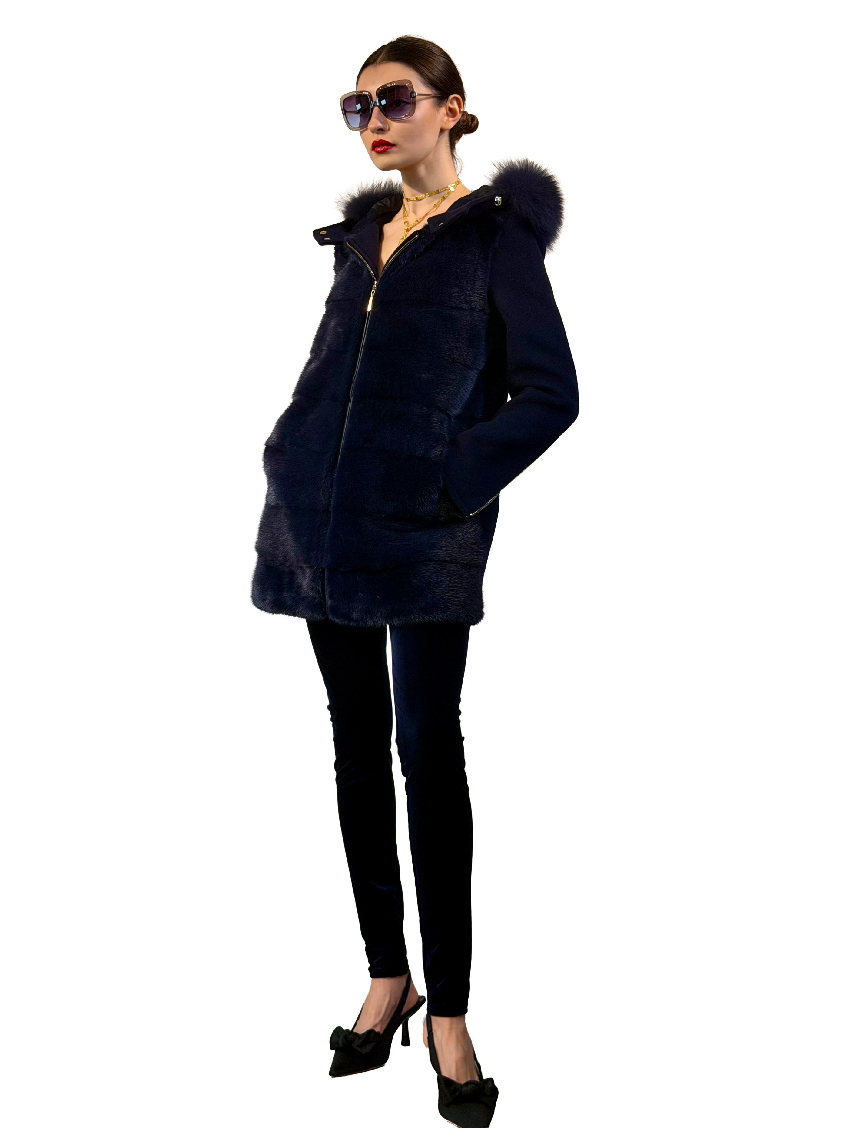 WOOL COAT MINK FOX