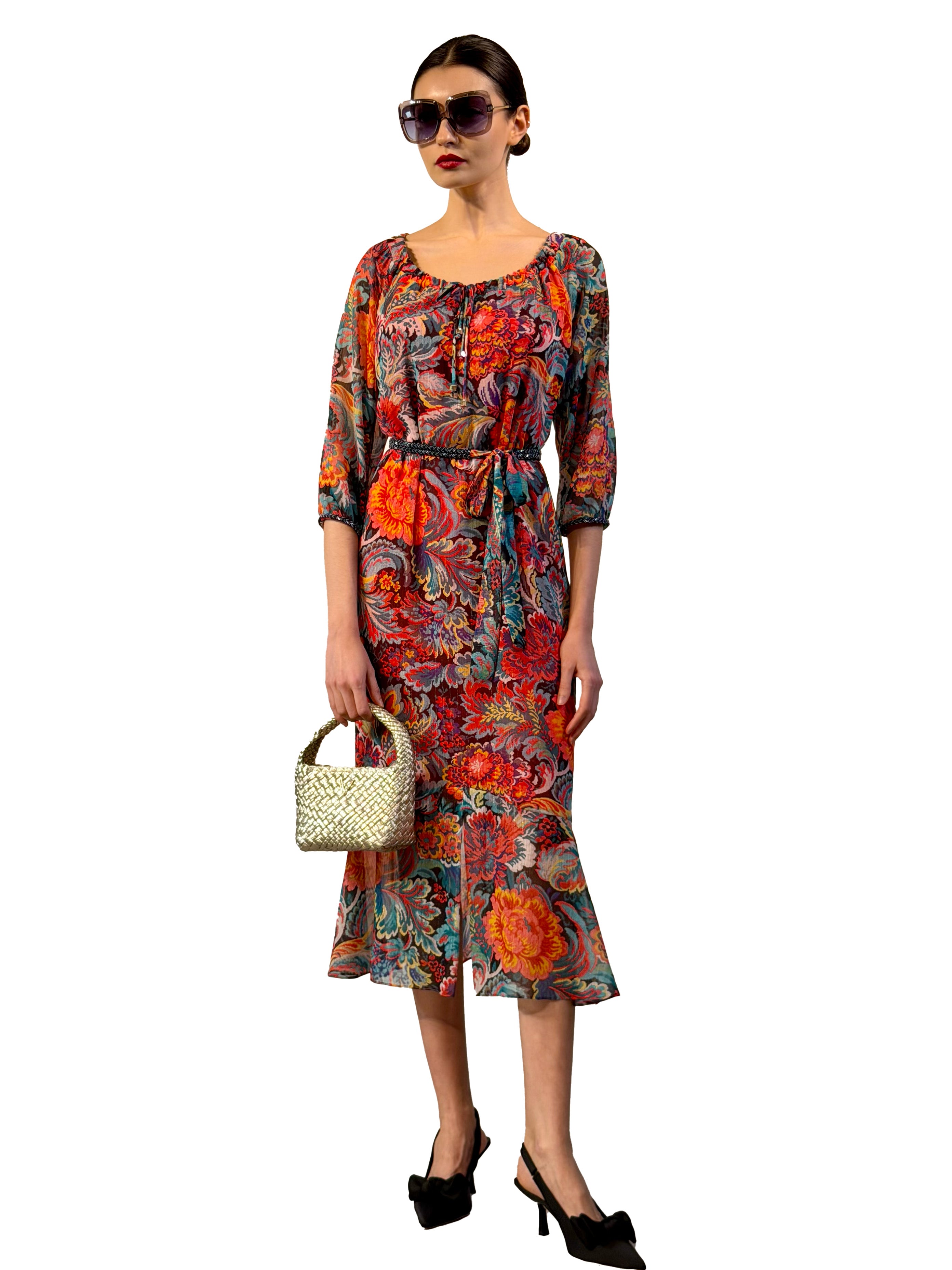 PRINTED COOPER MIDI DRESS
