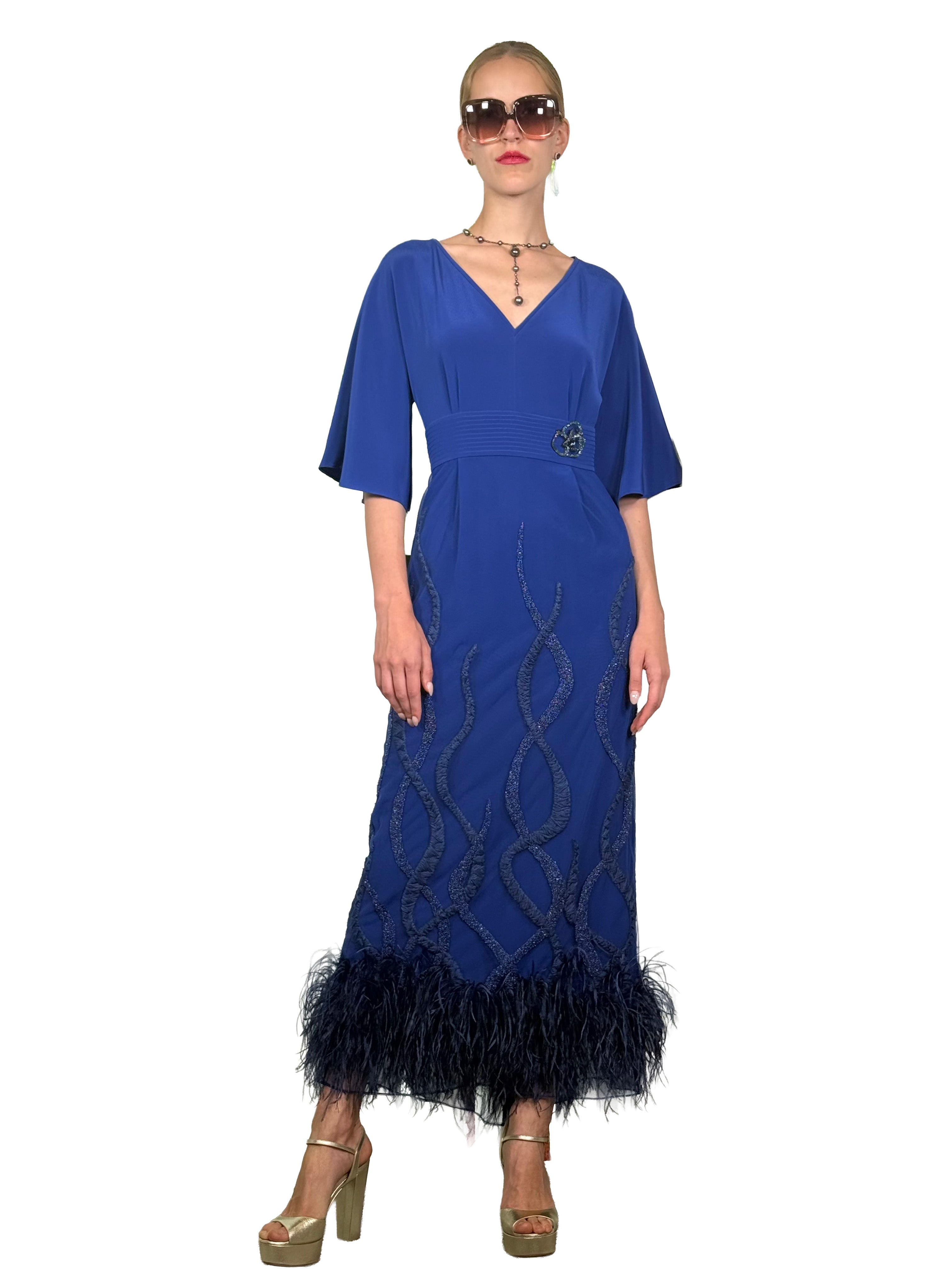 BUTTERFLY FEATHERS MIDI DRESS