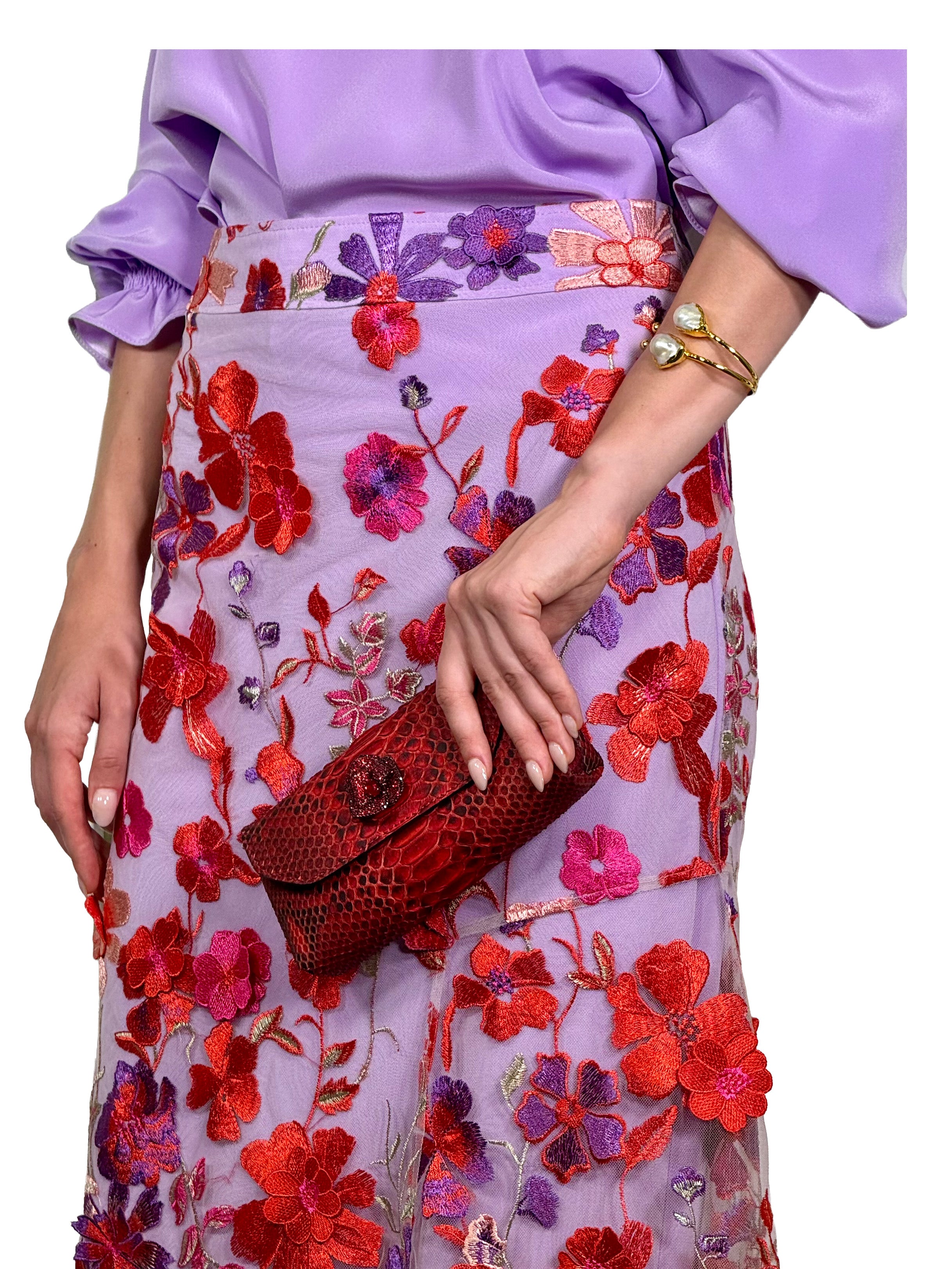 FALDA LARGA MAXI VOLANTES TUL BORDADO