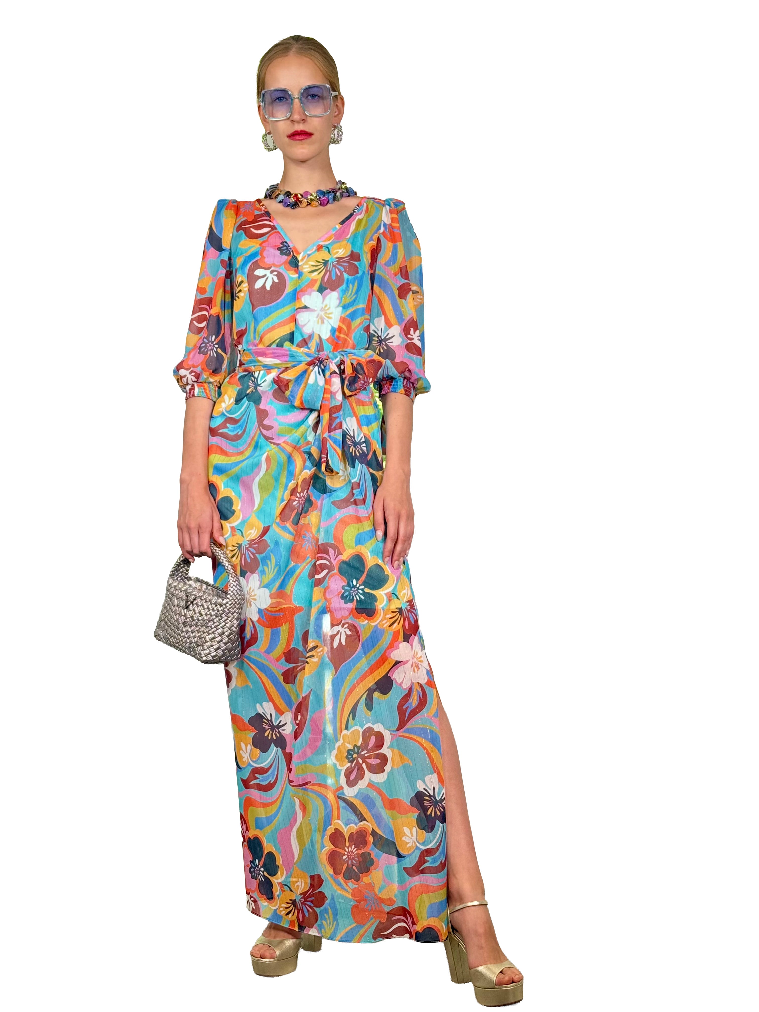 LONG V-NECK DRESS PAREO