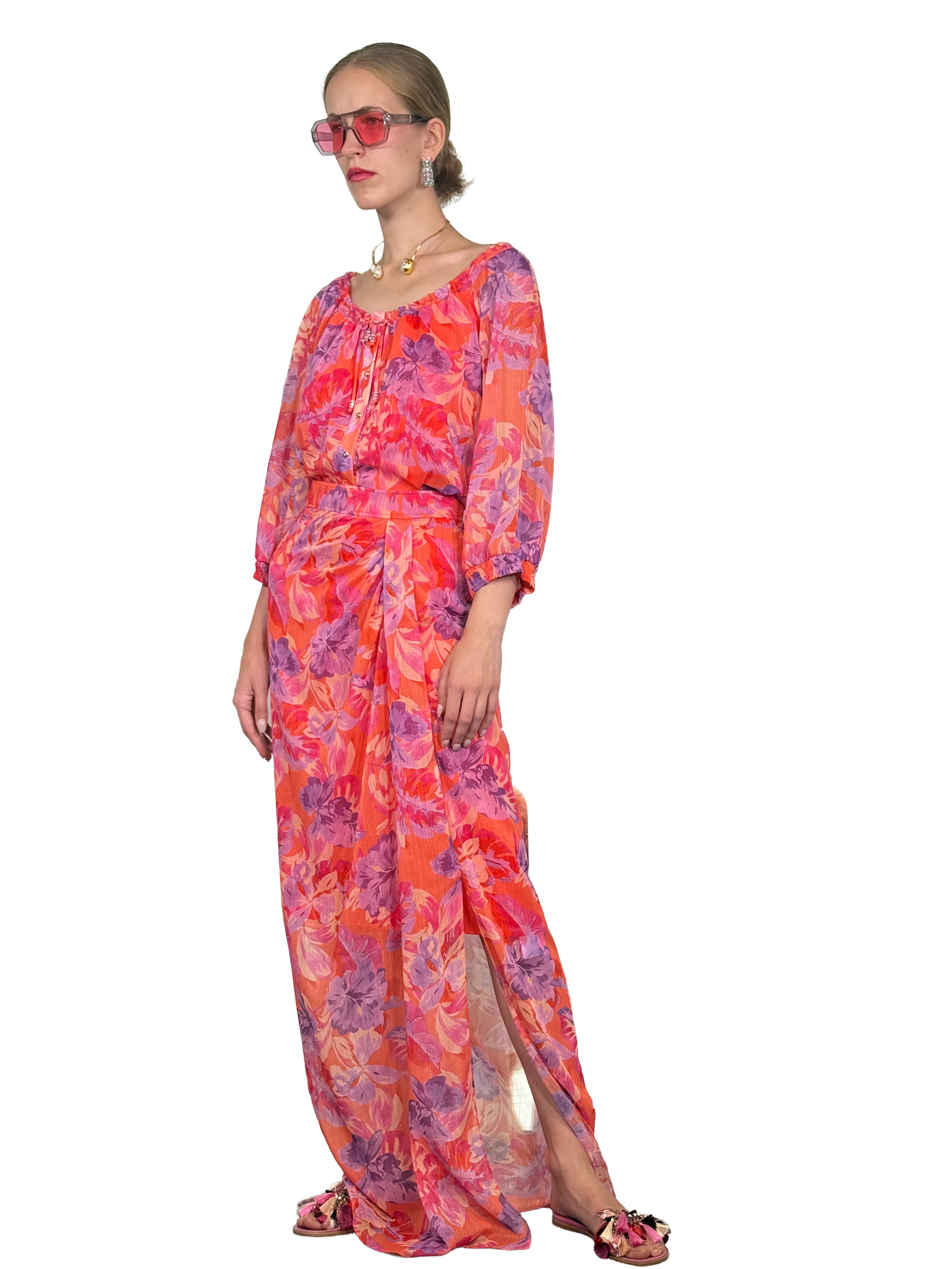 PRINTED LONG PAREO SKIRT