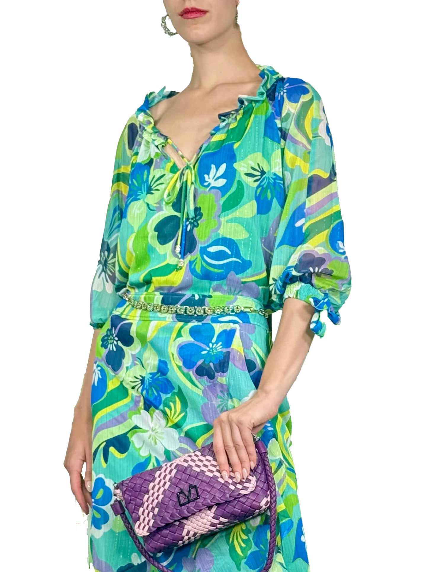 FALDA MIDI VOLANTES ESTAMPADA