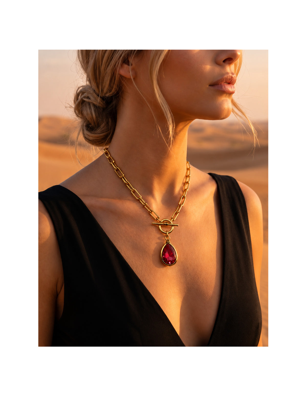 COLLAR ESLABON SQUARE LAGRIMA