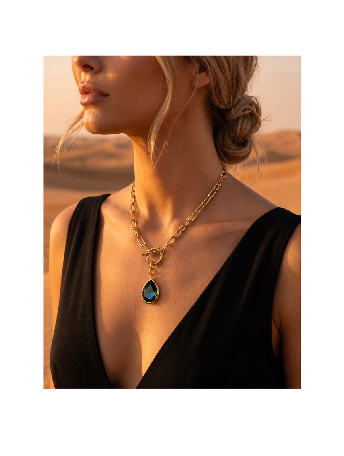 COLLAR ESLABON SQUARE LAGRIMA