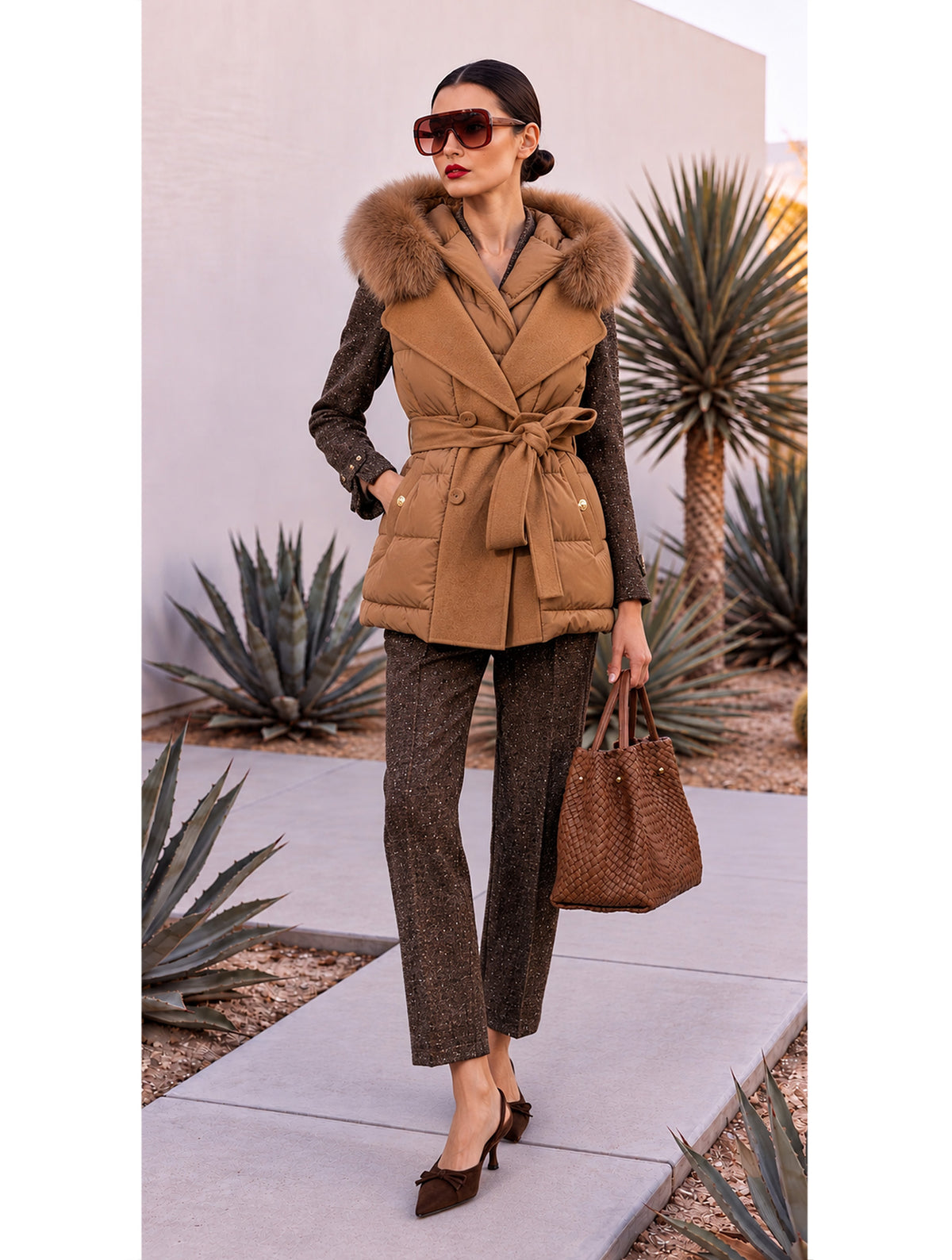 TRENCH CHALECO PLUMAS DOBLE FAZ