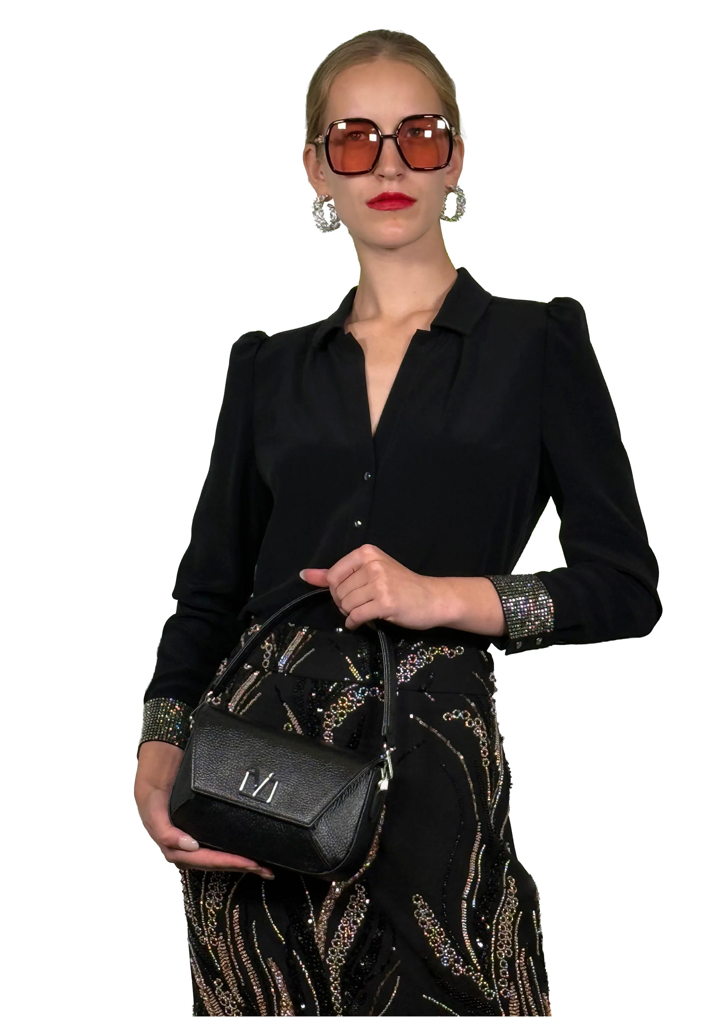 CRYSTAL EMBROIDERED MIDI SKIRT