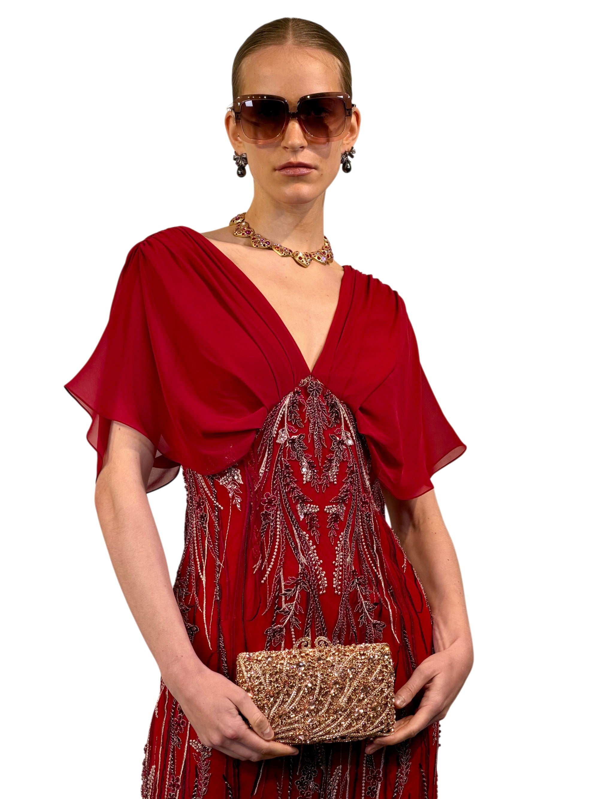 KELSY EMBROIDERED TULLE DRESS