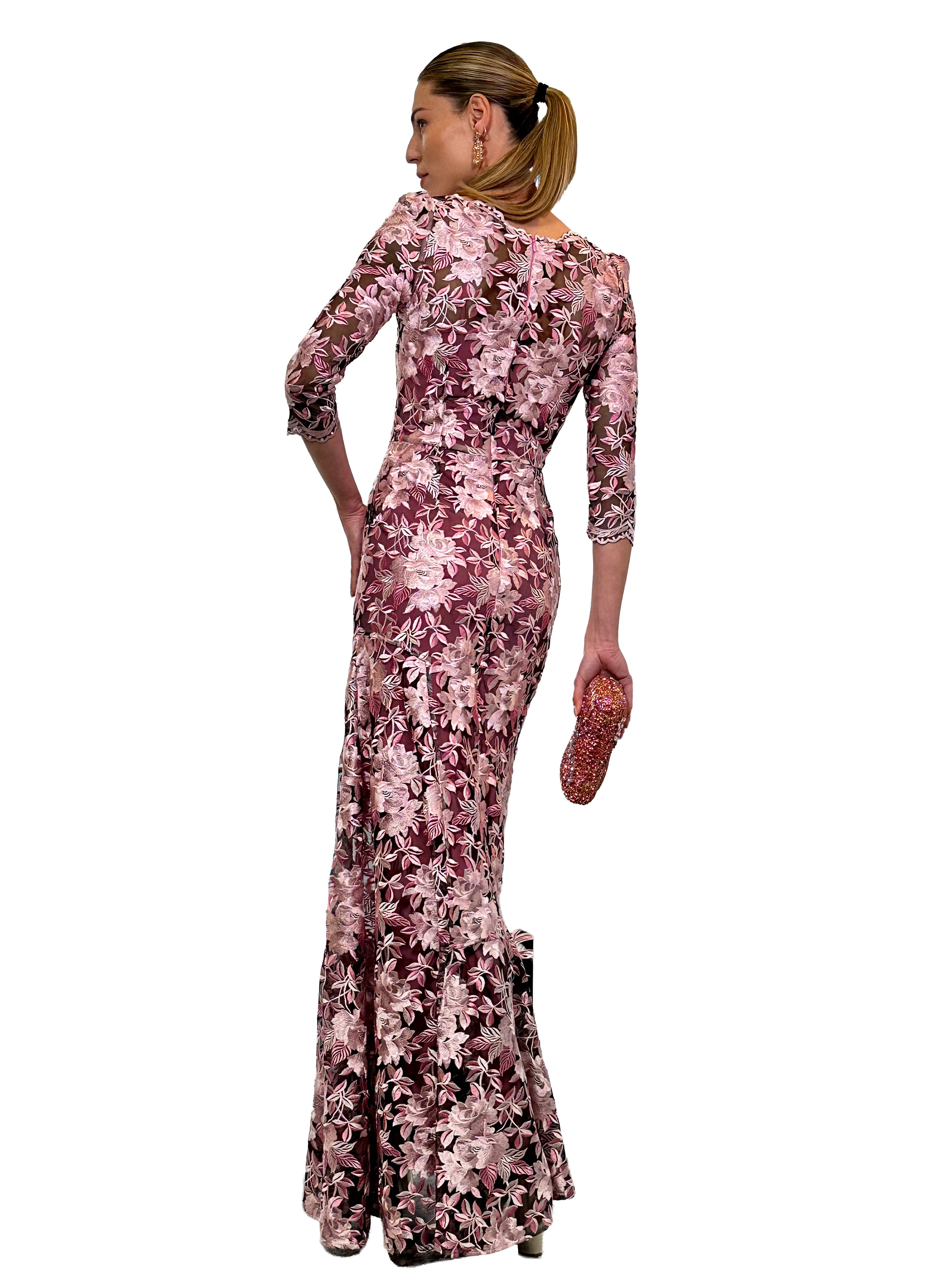 VESTIDO LARGO TUL BORDADO V