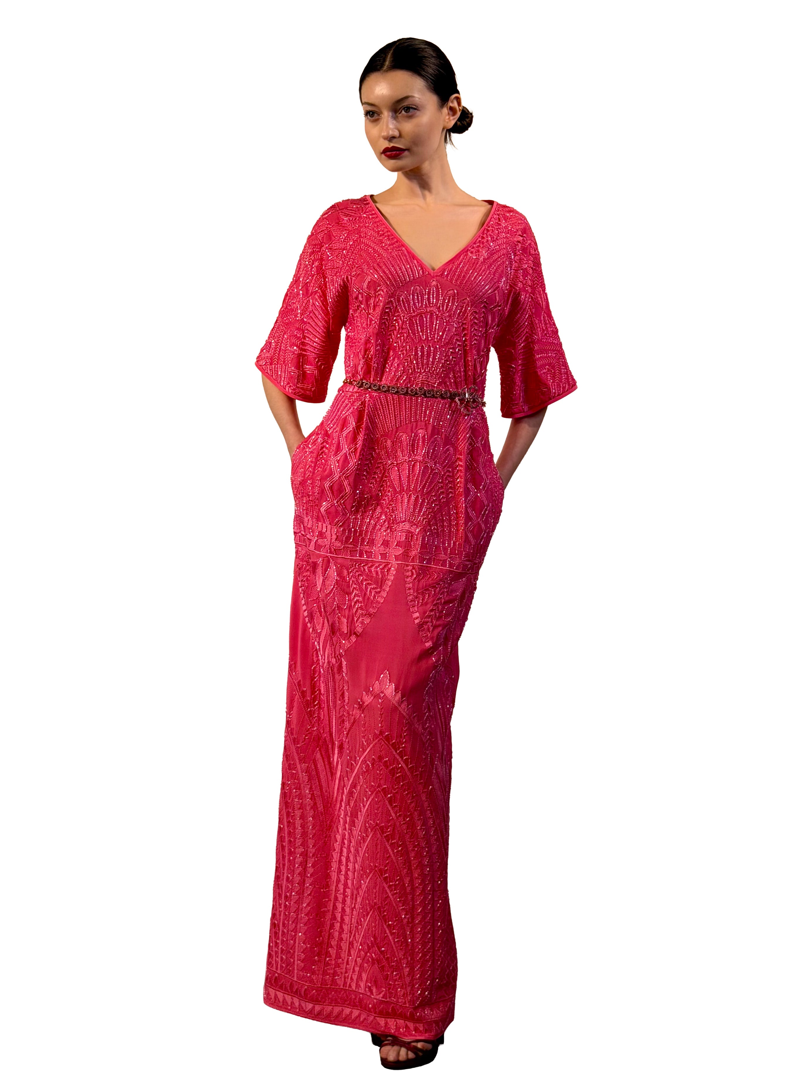 VESTIDO LARGO MARIPOSA ART DECO