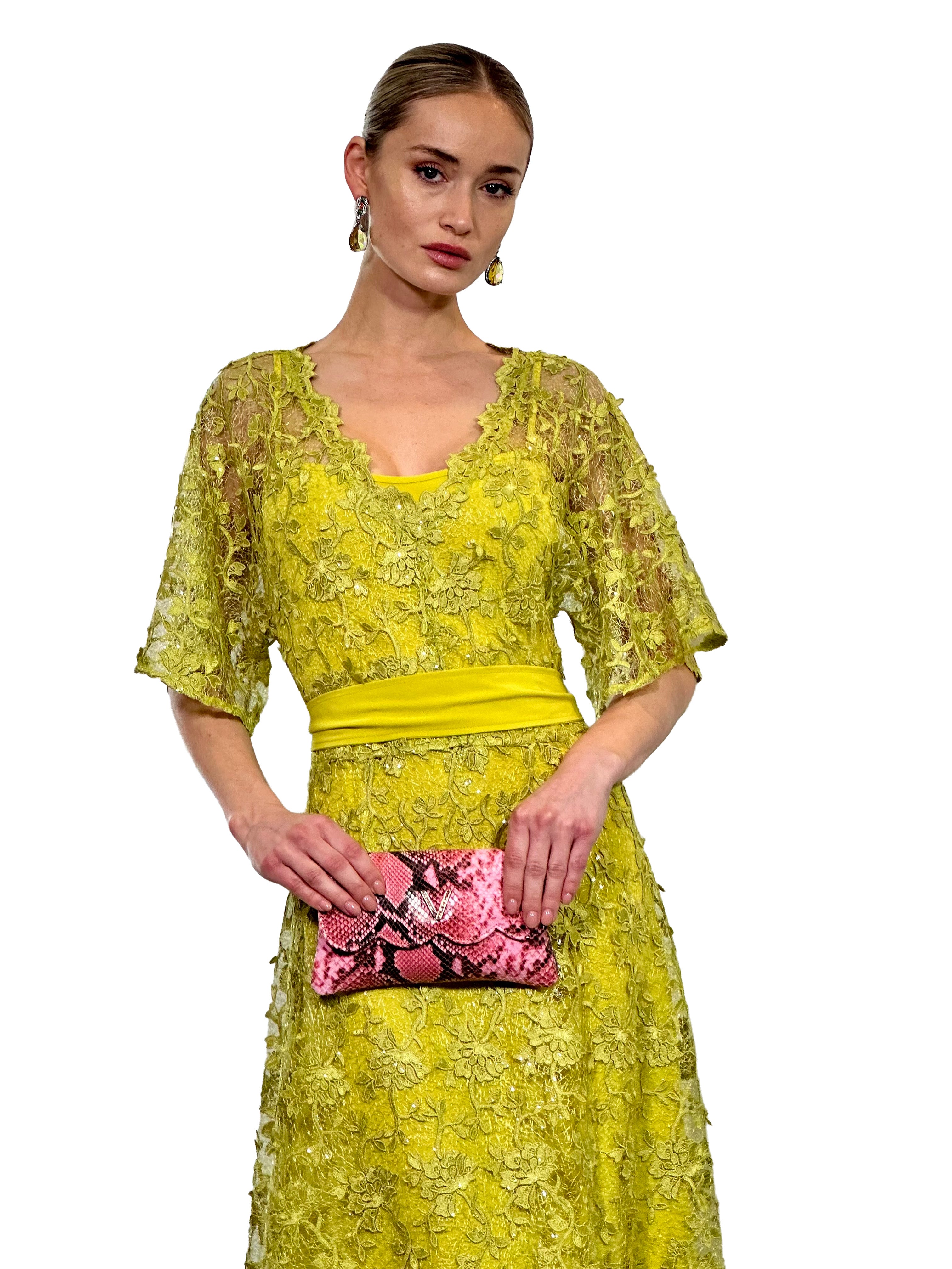 VESTIDO MIDI PICOS TUL GUIPUR