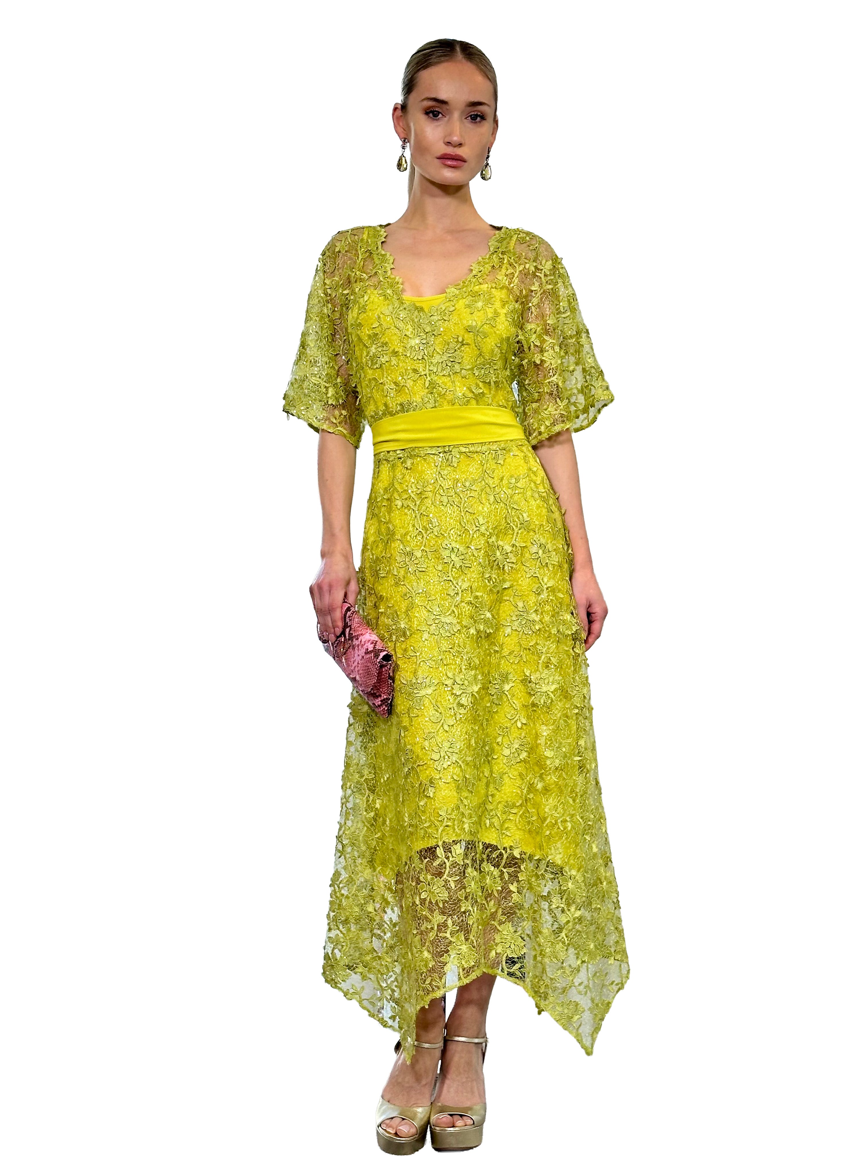 VESTIDO MIDI MARIPOSA PICOS TUL GUIPUR