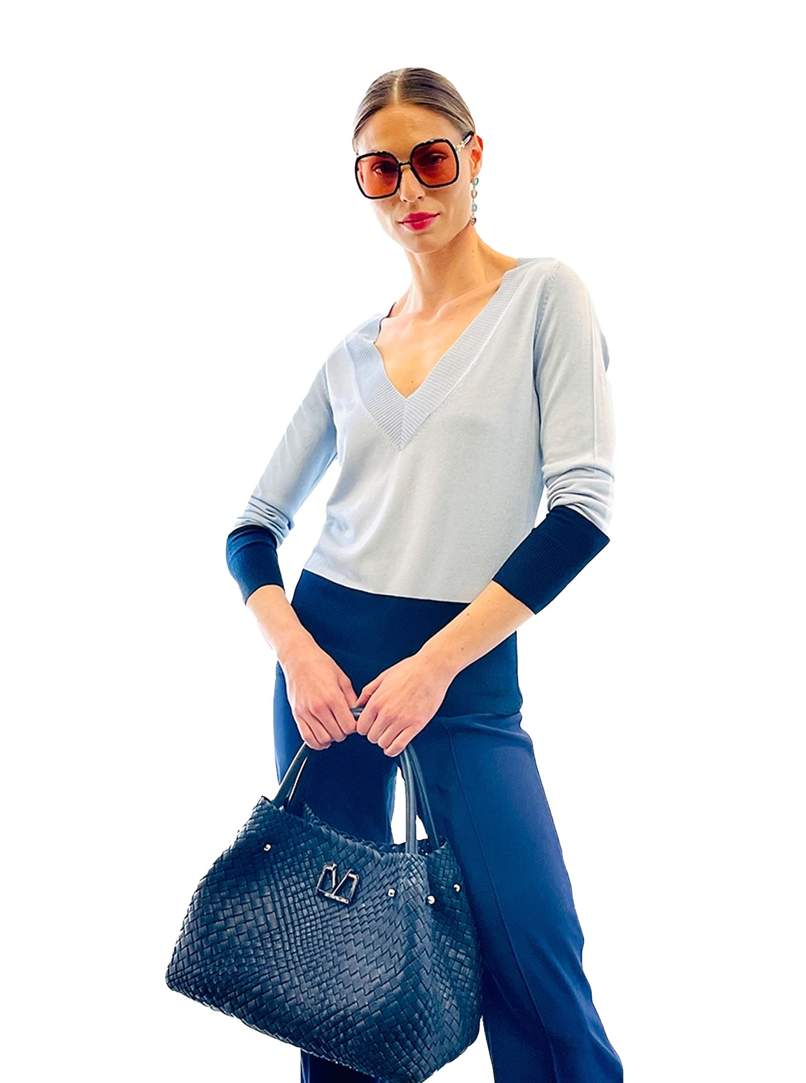 SWEATER V BI SILK AND CHASMERE