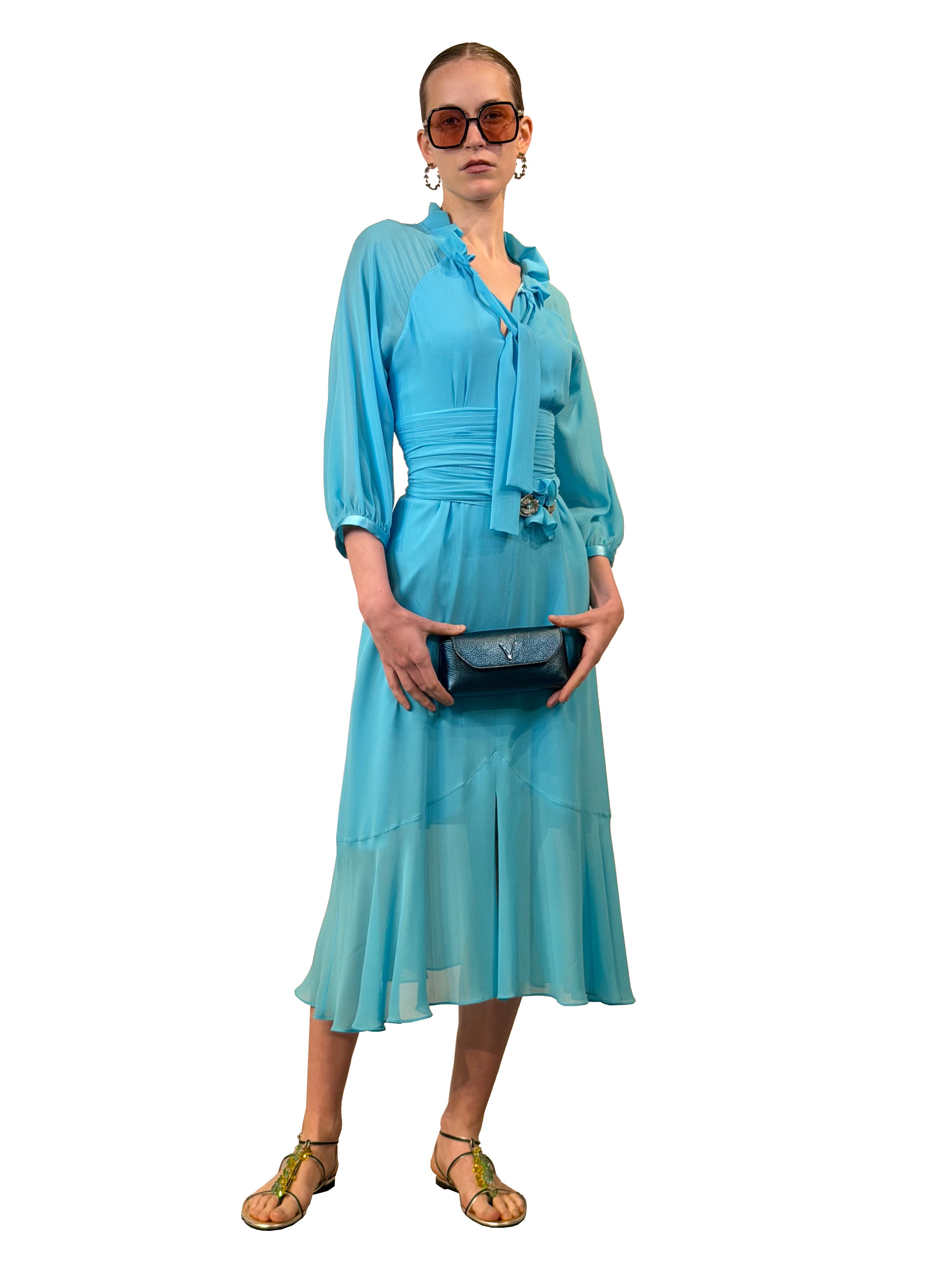 VESTIDO MIDI PIRATA AMAZONA GEORGETTE